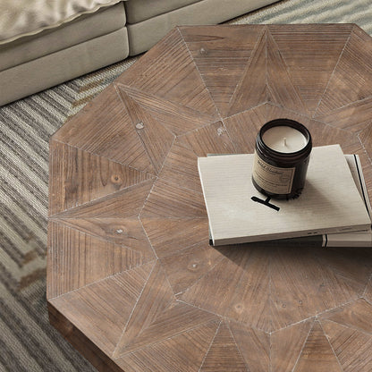 Wood Octagonal Vintage Patchwork Coffee Table