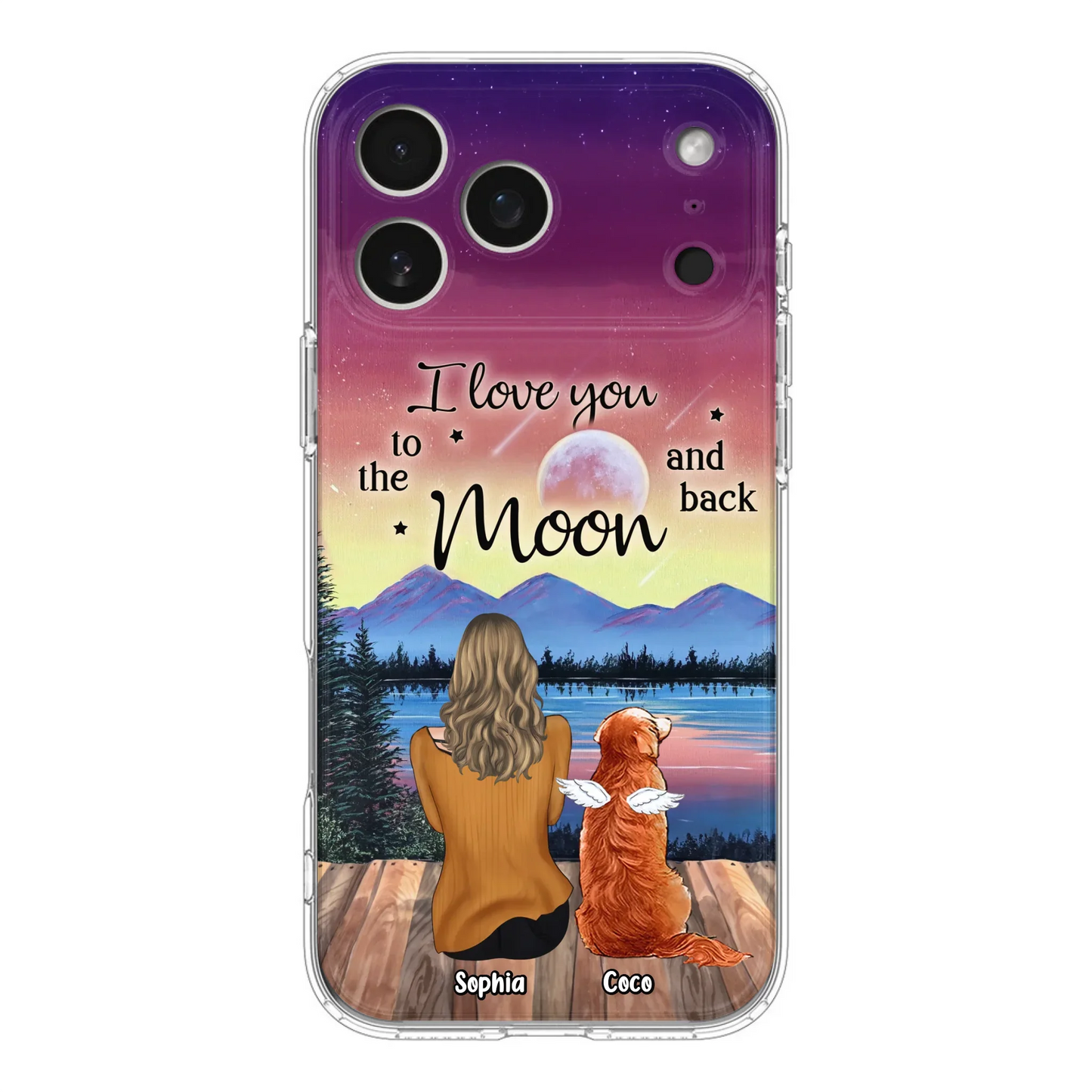 Custom Personalized Pet Mom/ Dad Phone Case - Gift Idea For Dog/ Cat/ Rabbit Lovers - Case For iPhone/ Samsung - I Love You To The Moon & Back