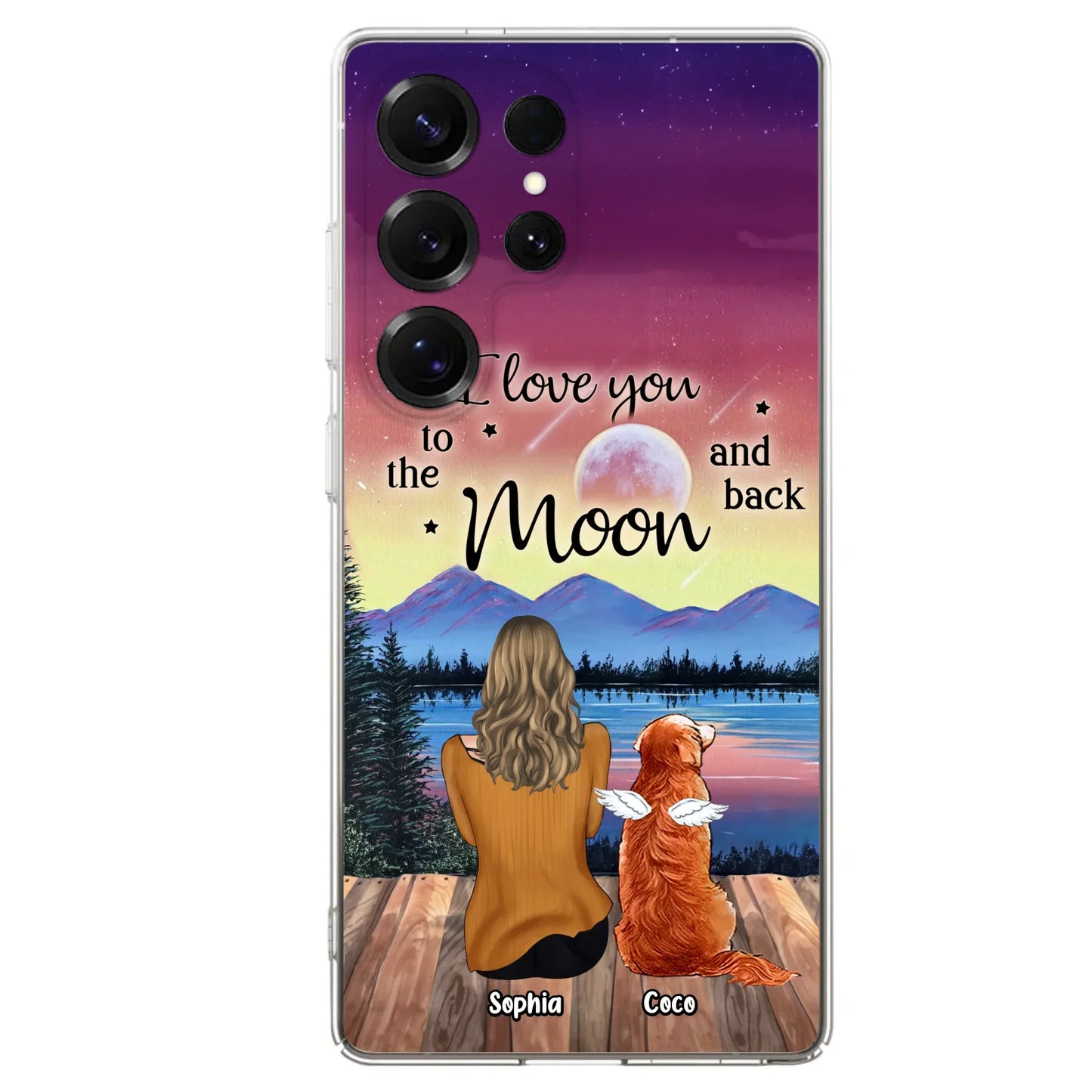 Custom Personalized Pet Mom/ Dad Phone Case - Gift Idea For Dog/ Cat/ Rabbit Lovers - Case For iPhone/ Samsung - I Love You To The Moon & Back