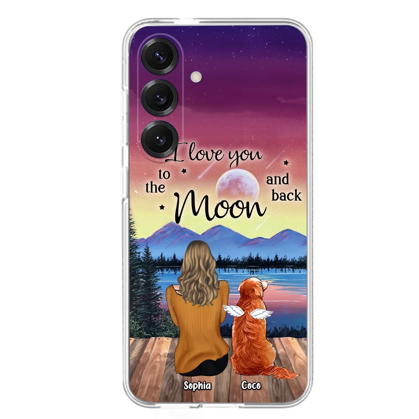 Custom Personalized Pet Mom/ Dad Phone Case - Gift Idea For Dog/ Cat/ Rabbit Lovers - Case For iPhone/ Samsung - I Love You To The Moon & Back