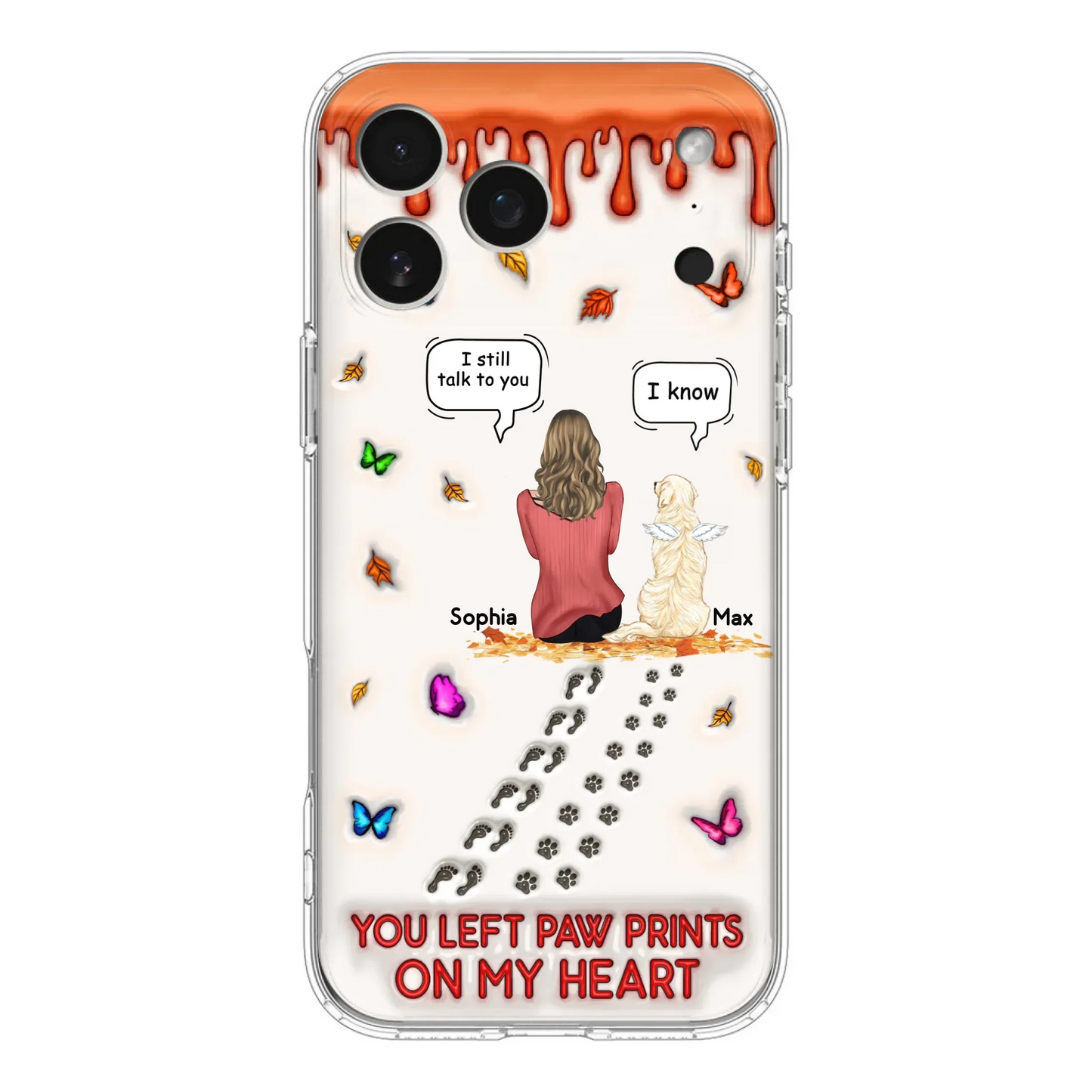 Custom Personalized Memorial Dog Phone Case - Memorial Gift Idea For Dog/Cat Lover - Case For iPhone/ Samsung - You Left Paw Prints On My Heart