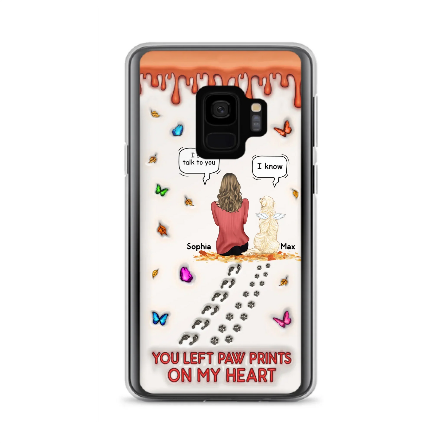 Custom Personalized Memorial Dog Phone Case - Memorial Gift Idea For Dog/Cat Lover - Case For iPhone/ Samsung - You Left Paw Prints On My Heart