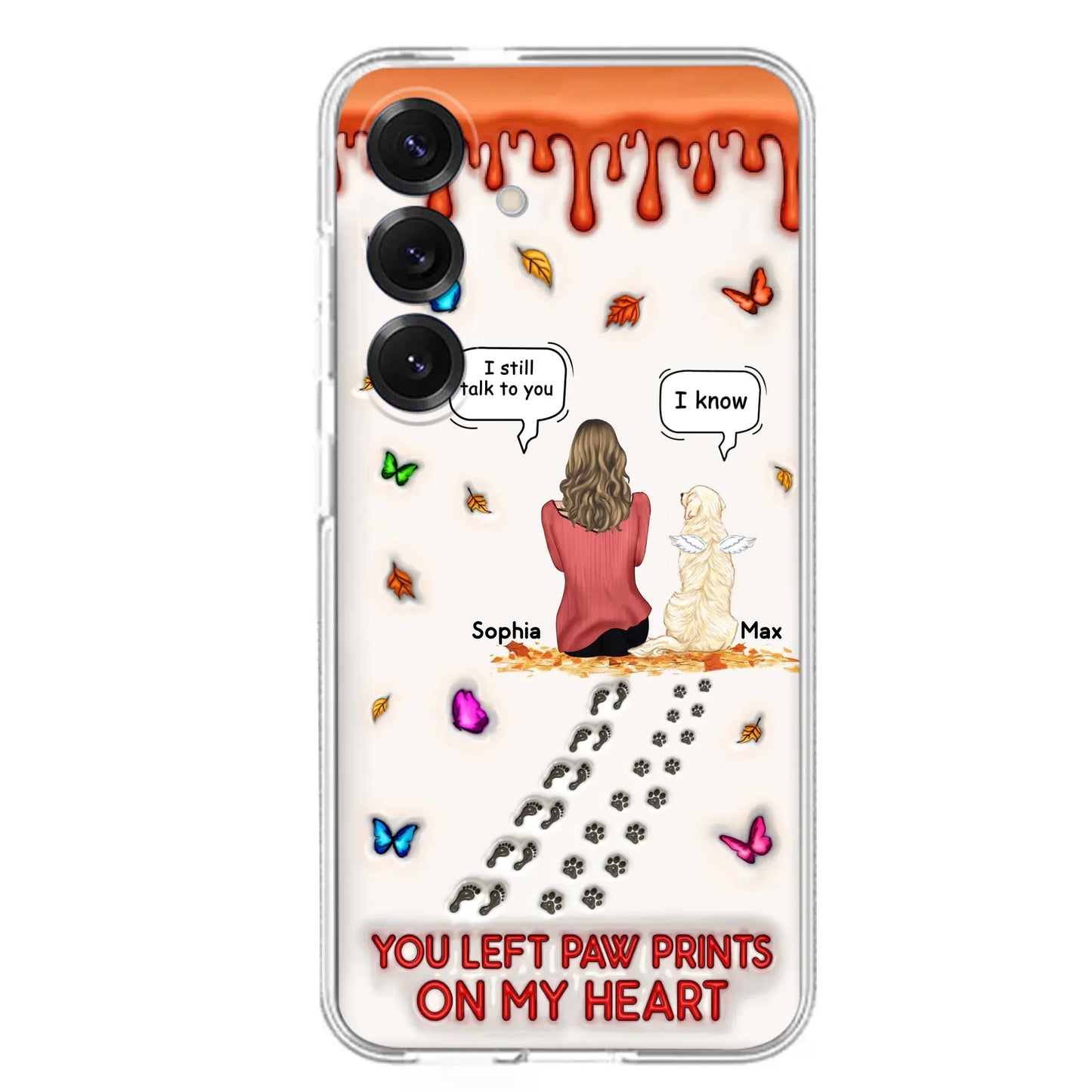 Custom Personalized Memorial Dog Phone Case - Memorial Gift Idea For Dog/Cat Lover - Case For iPhone/ Samsung - You Left Paw Prints On My Heart