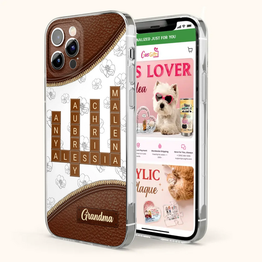 Custom Personalized Grandma Crossword iPhone/ Samsung Case - Gift Idea For Christmas/ Grandma