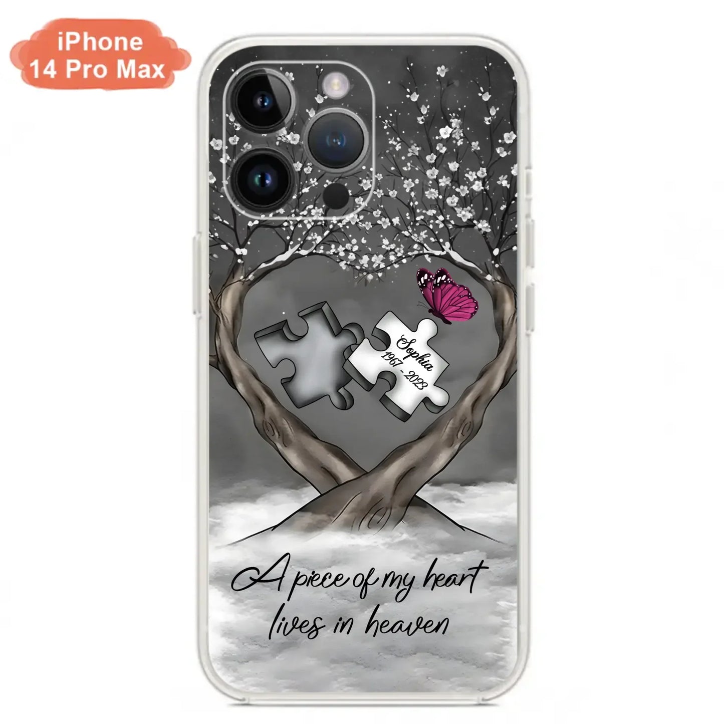 Custom Personalized Memorial Phone Case - Memorial Gift Idea For Family Member - Case For iPhone/ Samsung - A Piece Of My Heart Lives In Heaven