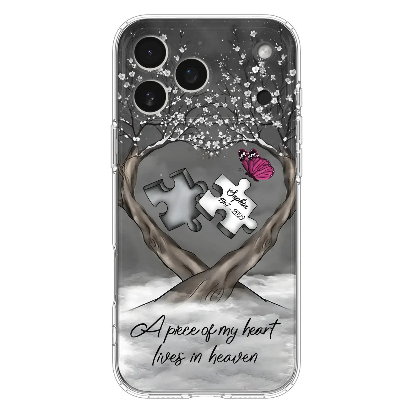 Custom Personalized Memorial Phone Case - Memorial Gift Idea For Family Member - Case For iPhone/ Samsung - A Piece Of My Heart Lives In Heaven