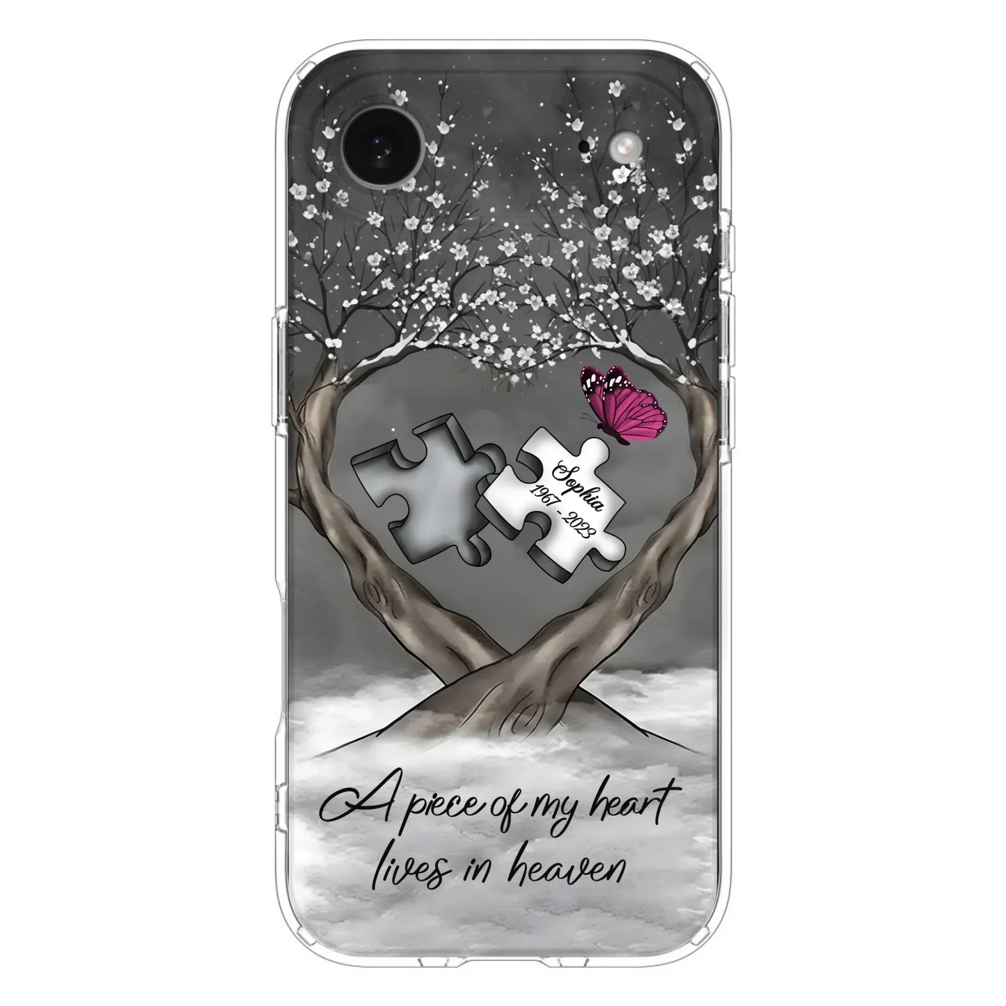 Custom Personalized Memorial Phone Case - Memorial Gift Idea For Family Member - Case For iPhone/ Samsung - A Piece Of My Heart Lives In Heaven