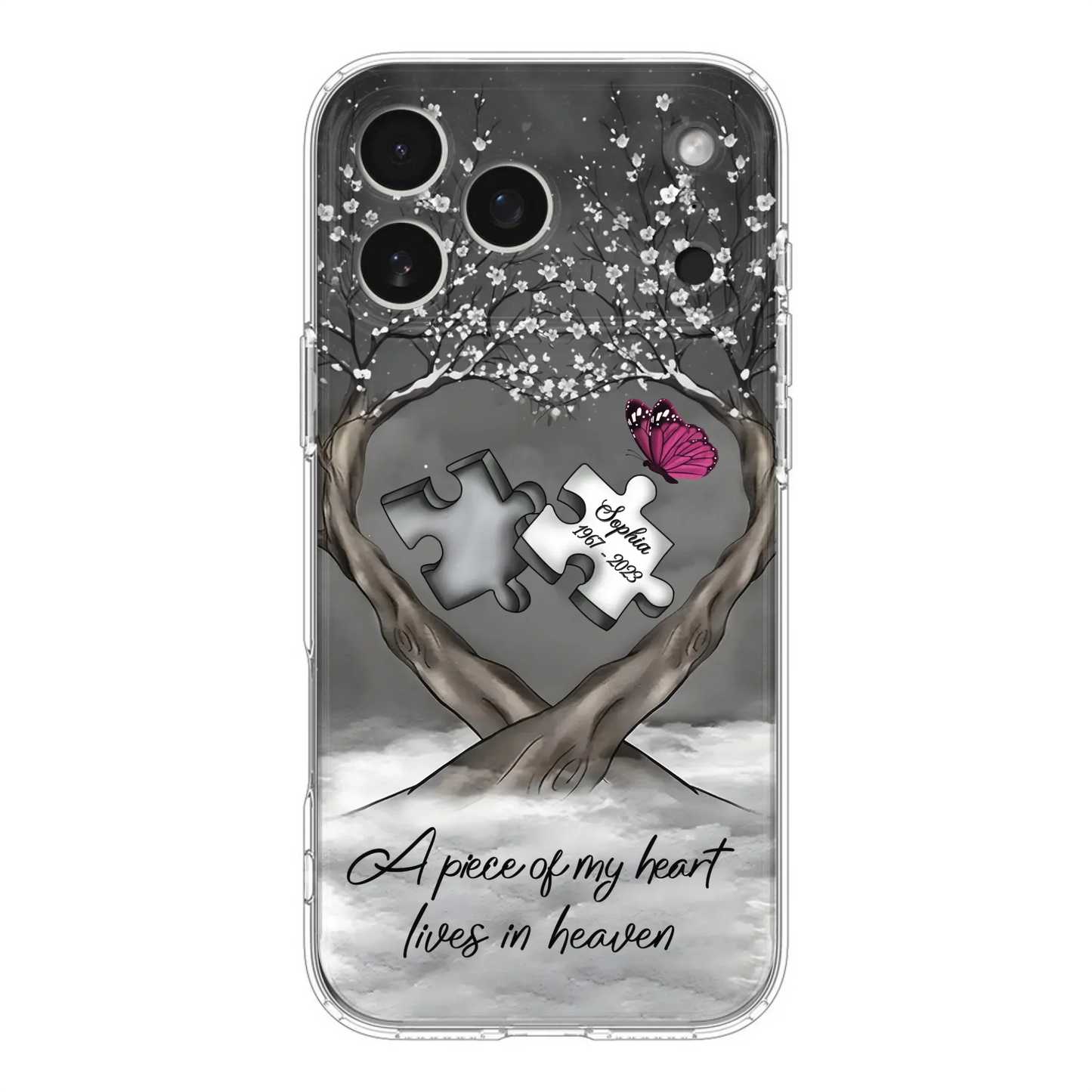 Custom Personalized Memorial Phone Case - Memorial Gift Idea For Family Member - Case For iPhone/ Samsung - A Piece Of My Heart Lives In Heaven