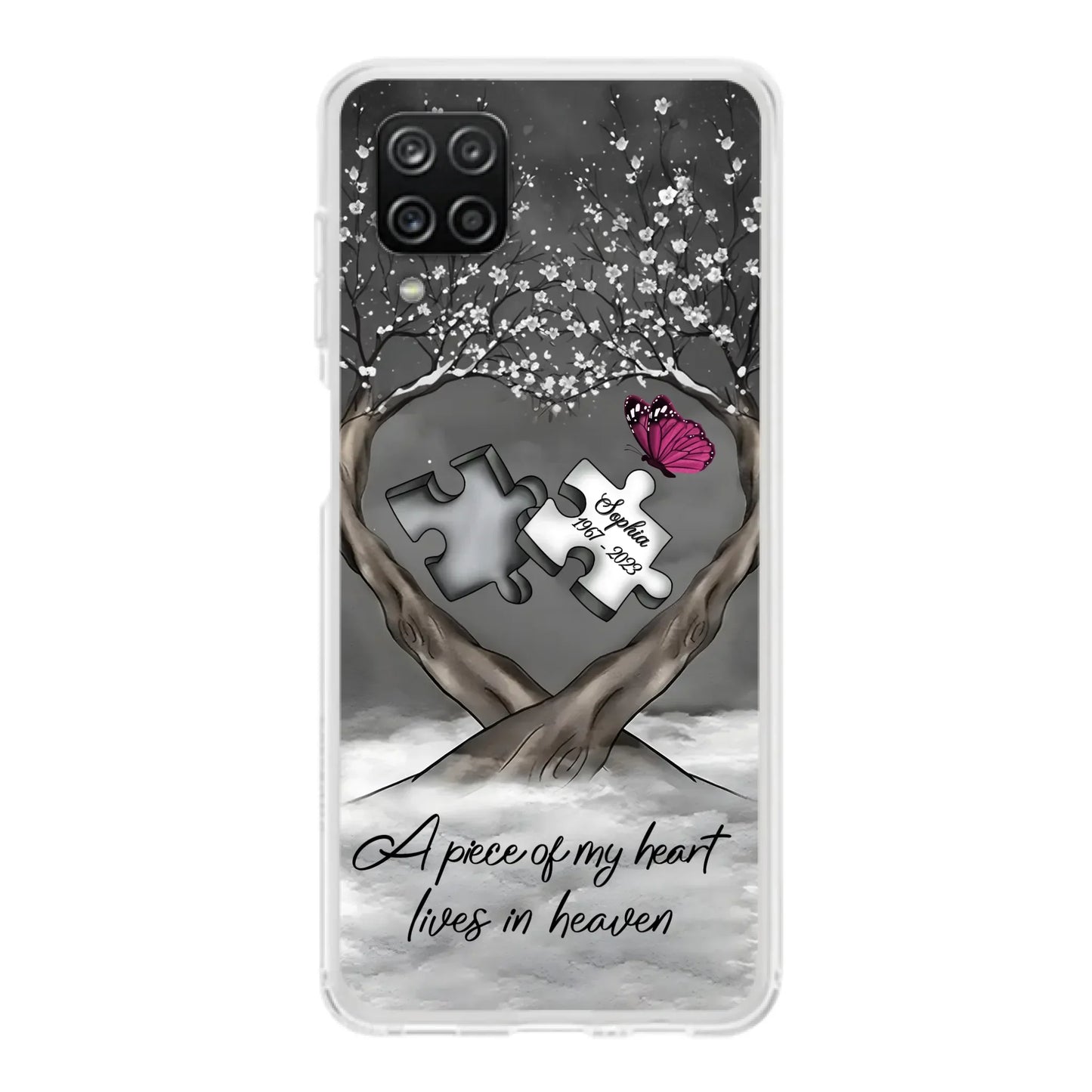 Custom Personalized Memorial Phone Case - Memorial Gift Idea For Family Member - Case For iPhone/ Samsung - A Piece Of My Heart Lives In Heaven