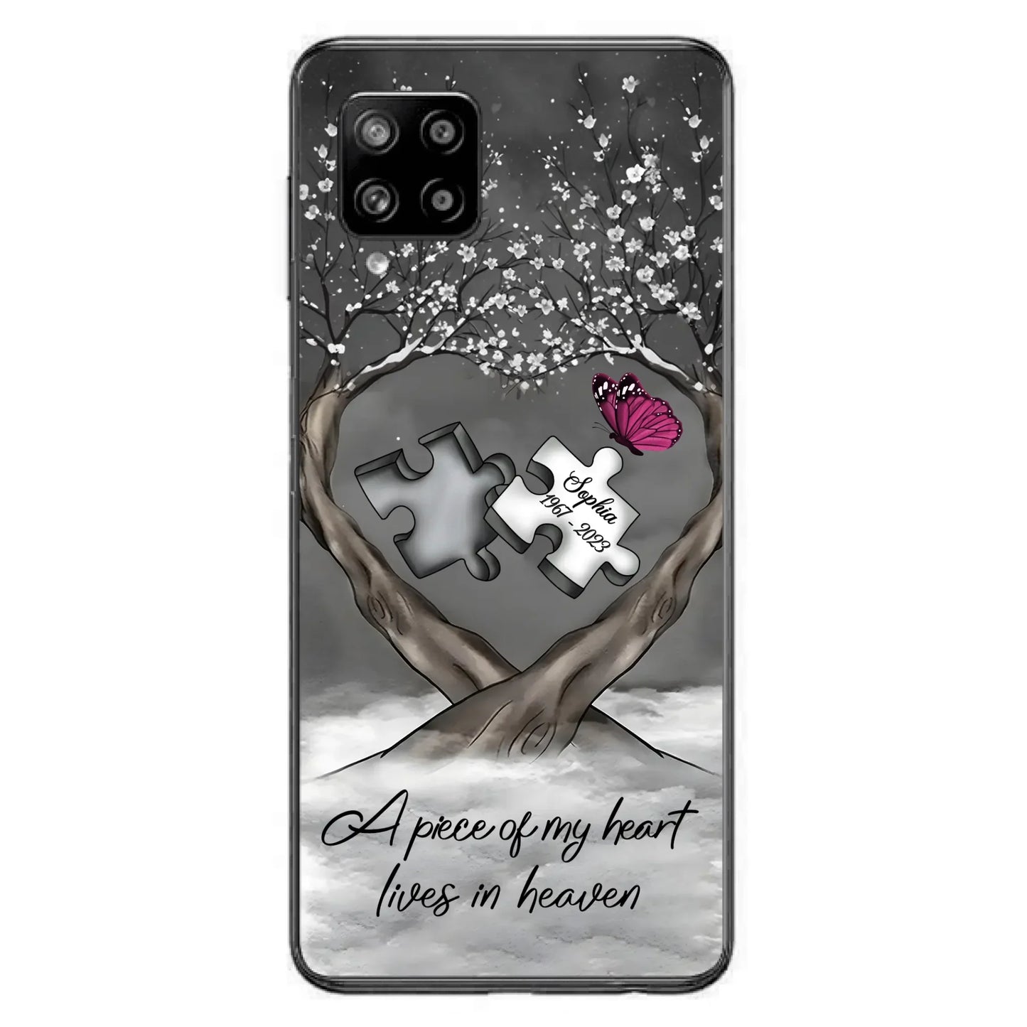 Custom Personalized Memorial Phone Case - Memorial Gift Idea For Family Member - Case For iPhone/ Samsung - A Piece Of My Heart Lives In Heaven