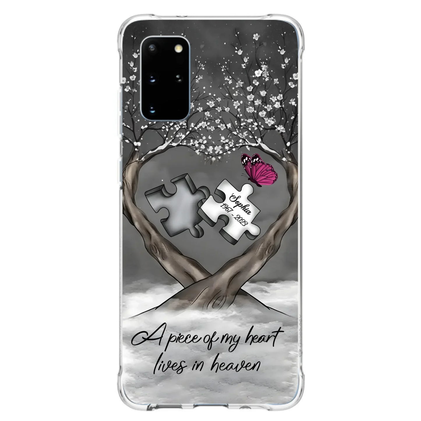 Custom Personalized Memorial Phone Case - Memorial Gift Idea For Family Member - Case For iPhone/ Samsung - A Piece Of My Heart Lives In Heaven