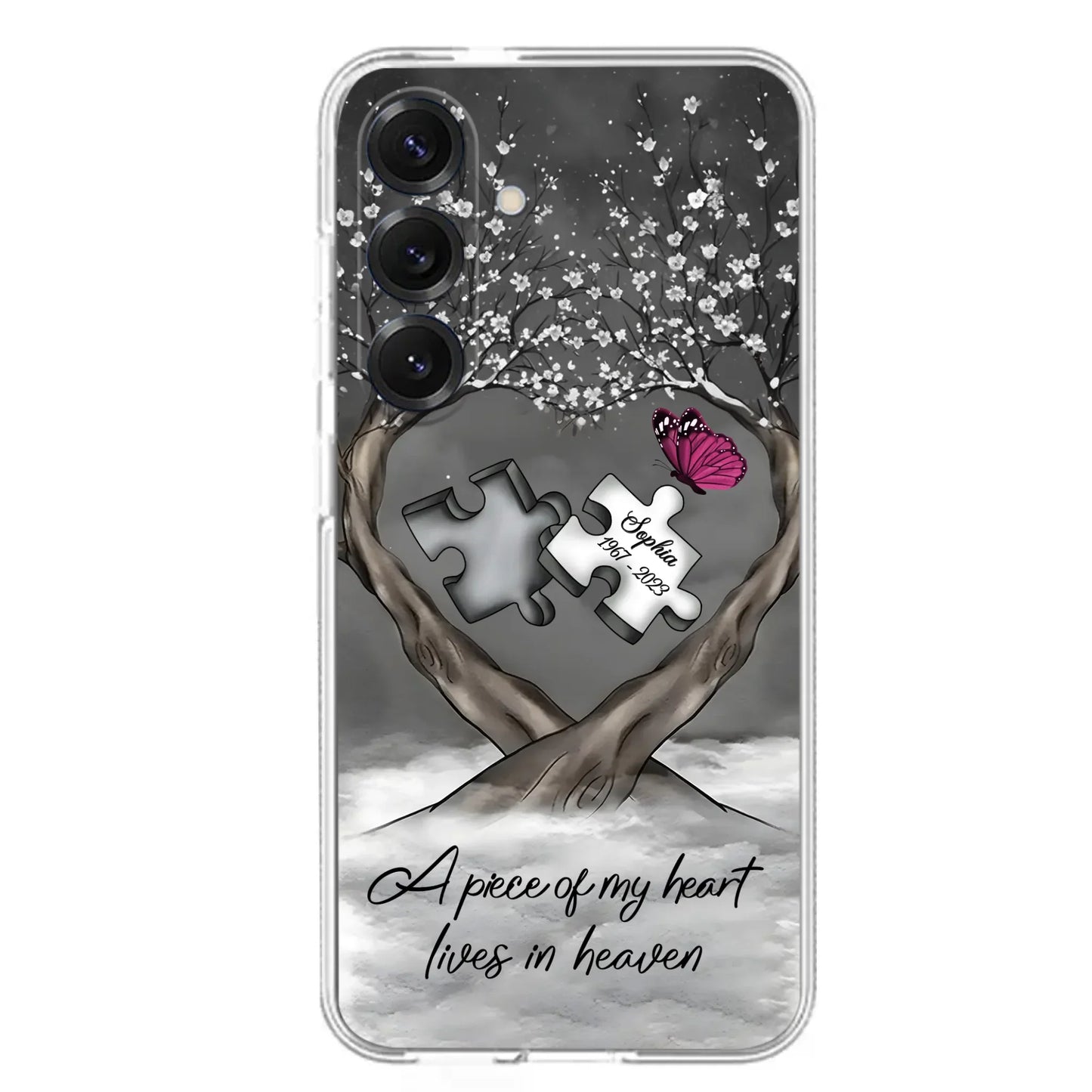 Custom Personalized Memorial Phone Case - Memorial Gift Idea For Family Member - Case For iPhone/ Samsung - A Piece Of My Heart Lives In Heaven
