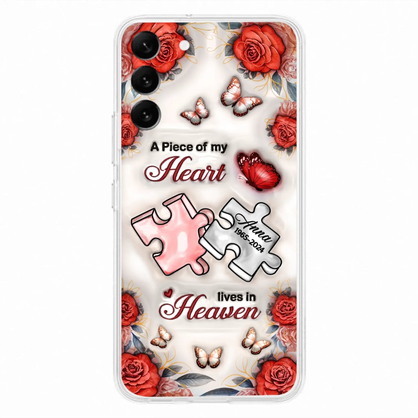 Custom Personalized Memorial Phone Case - Memorial Gift Idea - Case For iPhone/ Samsung - A Piece Of My Heart Lives In Heaven