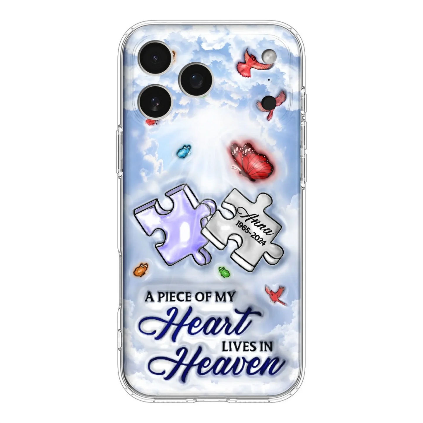 Custom Personalized Memorial Piece Phone Case - Memorial Gift Idea - Case For iPhone/ Samsung - A Piece Of My Heart Lives In Heaven