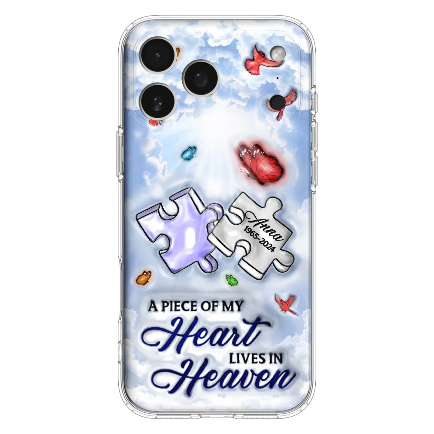 Custom Personalized Memorial Piece Phone Case - Memorial Gift Idea - Case For iPhone/ Samsung - A Piece Of My Heart Lives In Heaven