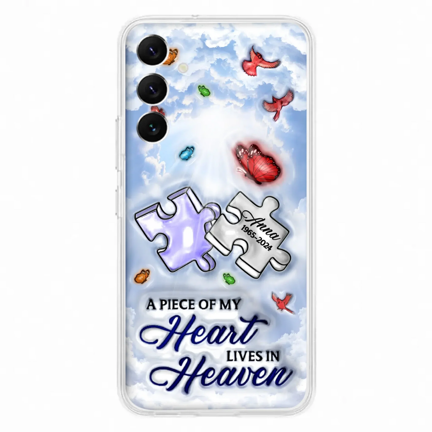 Custom Personalized Memorial Piece Phone Case - Memorial Gift Idea - Case For iPhone/ Samsung - A Piece Of My Heart Lives In Heaven