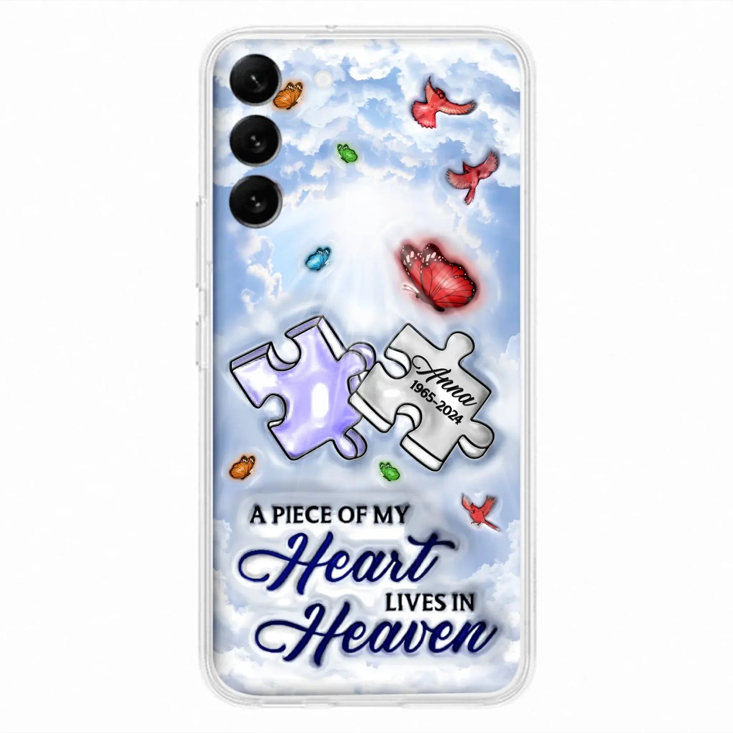 Custom Personalized Memorial Piece Phone Case - Memorial Gift Idea - Case For iPhone/ Samsung - A Piece Of My Heart Lives In Heaven