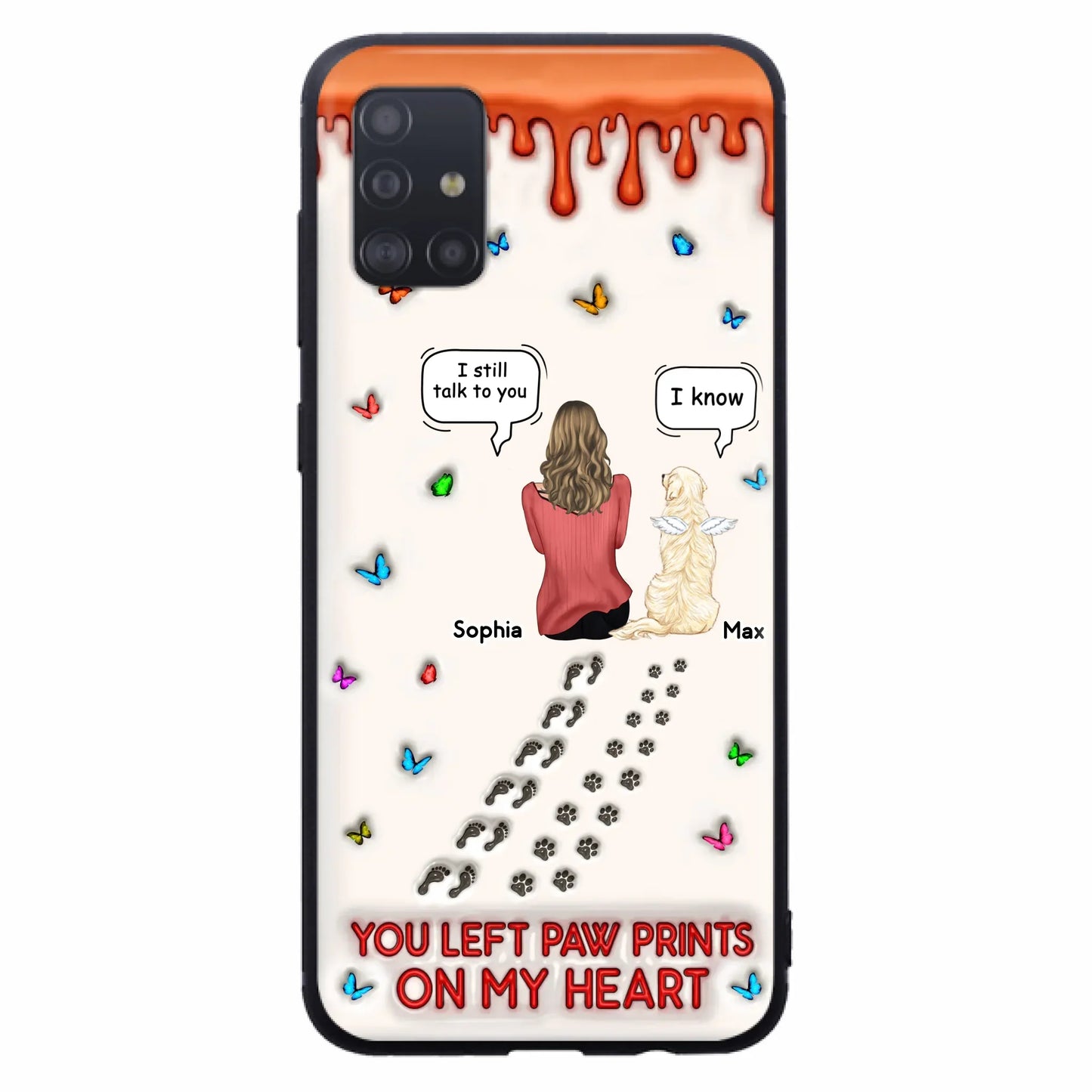 Custom Personalized Memorial Pet Phone Case - Memorial Gift Idea For Pet Owner - Case For iPhone/ Samsung - You Left Paw Prints On My Heart