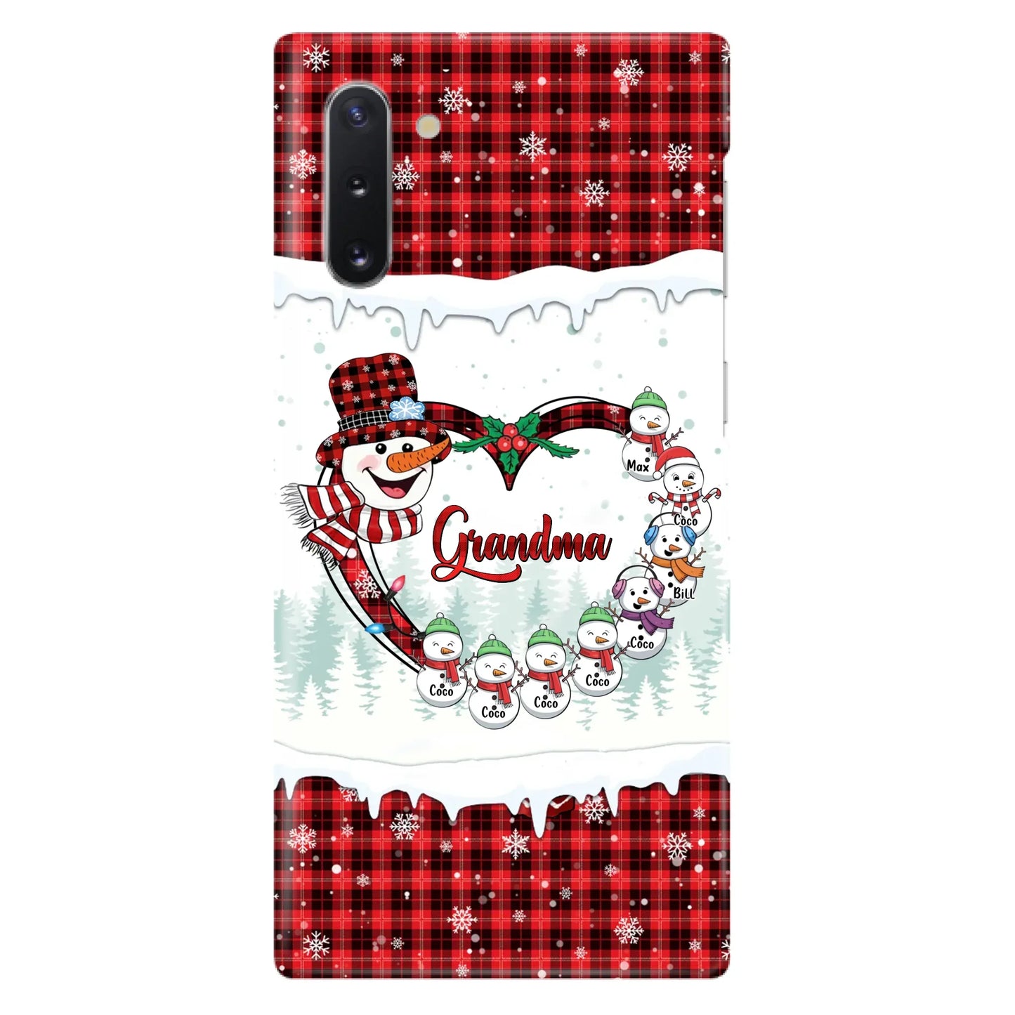 Custom Personalized Christmas Grandma Children Phone Case - Gift For Grandma/ Mom - Upto 8 Kids - Case For iPhone/ Samsung