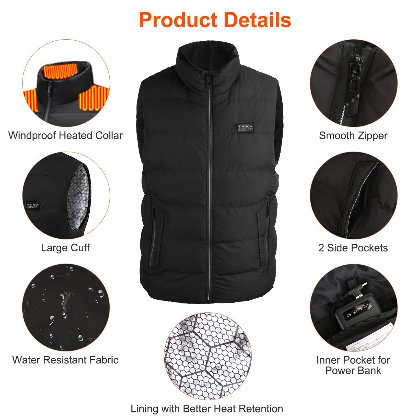 Heated Vest for Men & Women | 23-Zone USB Powered Jacket with 3 Heat Levels