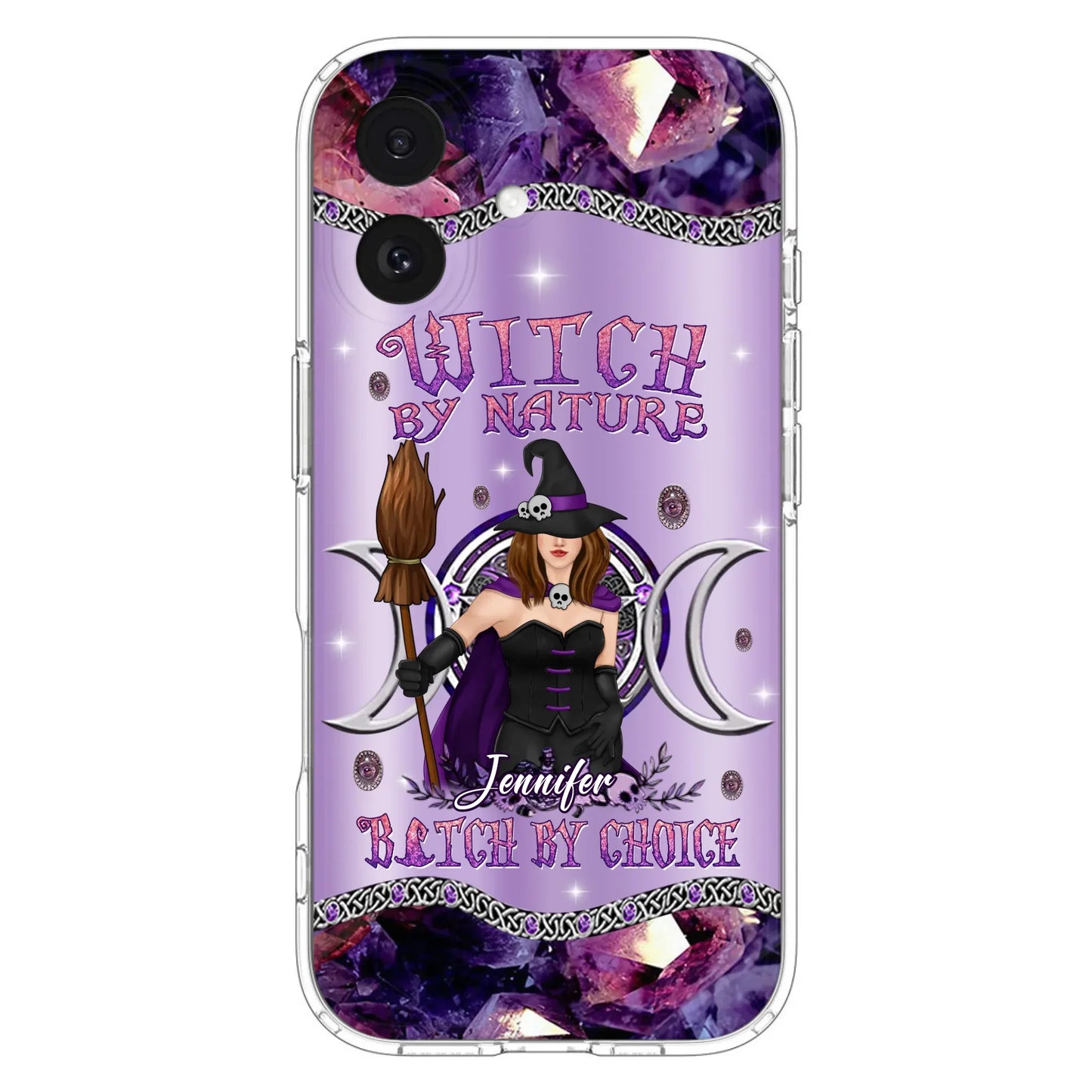 Custom Personalized Sparkling Witch Phone Case - Halloween Gift Idea - Witch By Birth - Case For iPhone/ Samsung