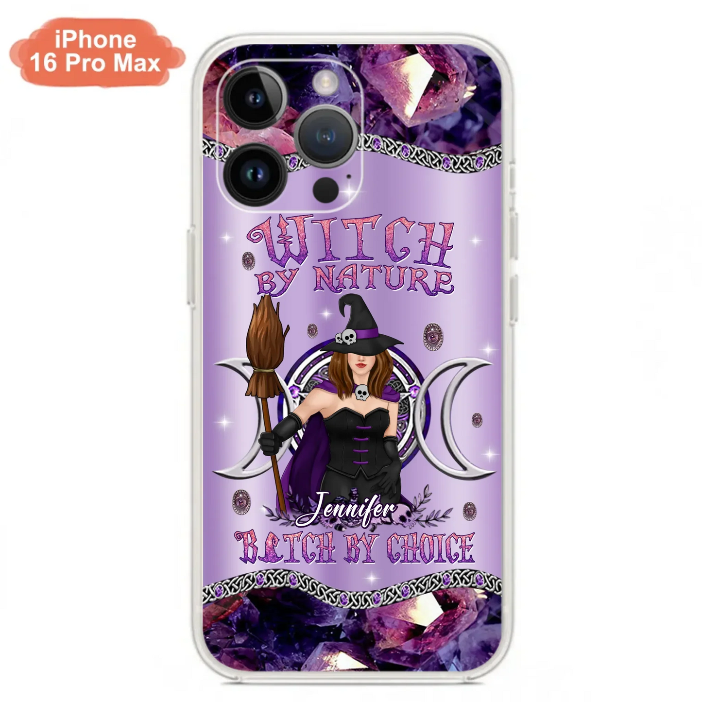Custom Personalized Sparkling Witch Phone Case - Halloween Gift Idea - Witch By Birth - Case For iPhone/ Samsung
