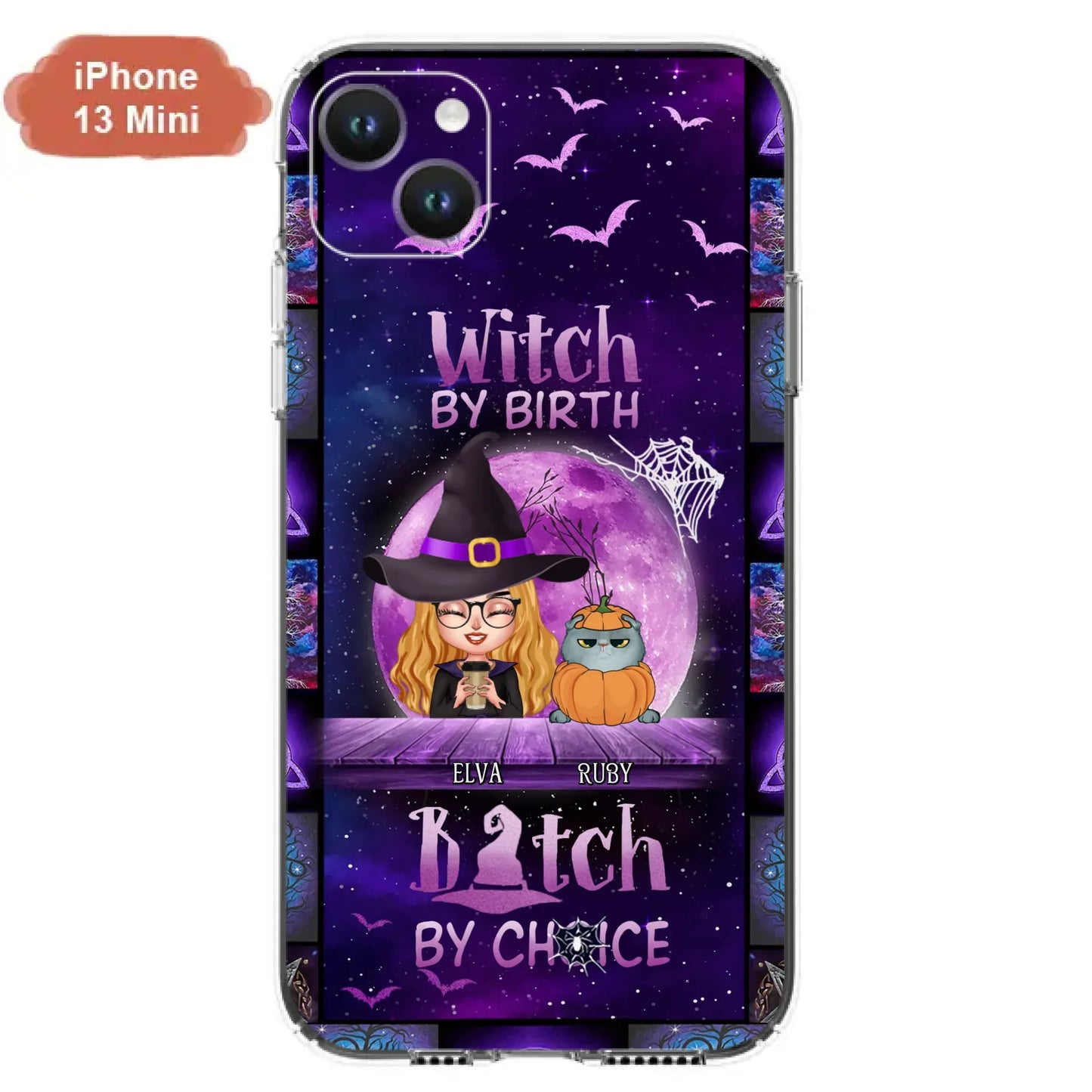 Custom Personalized Witch Phone Case - Gift Idea For Witch/ Dog/ Cat Lover - Upto 5 Pets - Witch By Birth - Case For iPhone/ Samsung