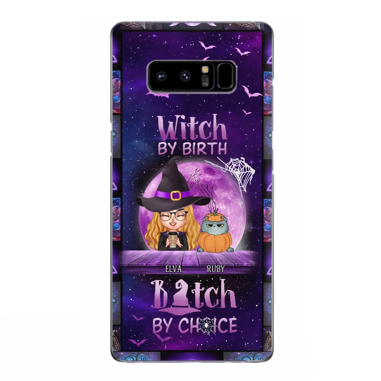 Custom Personalized Witch Phone Case - Gift Idea For Witch/ Dog/ Cat Lover - Upto 5 Pets - Witch By Birth - Case For iPhone/ Samsung
