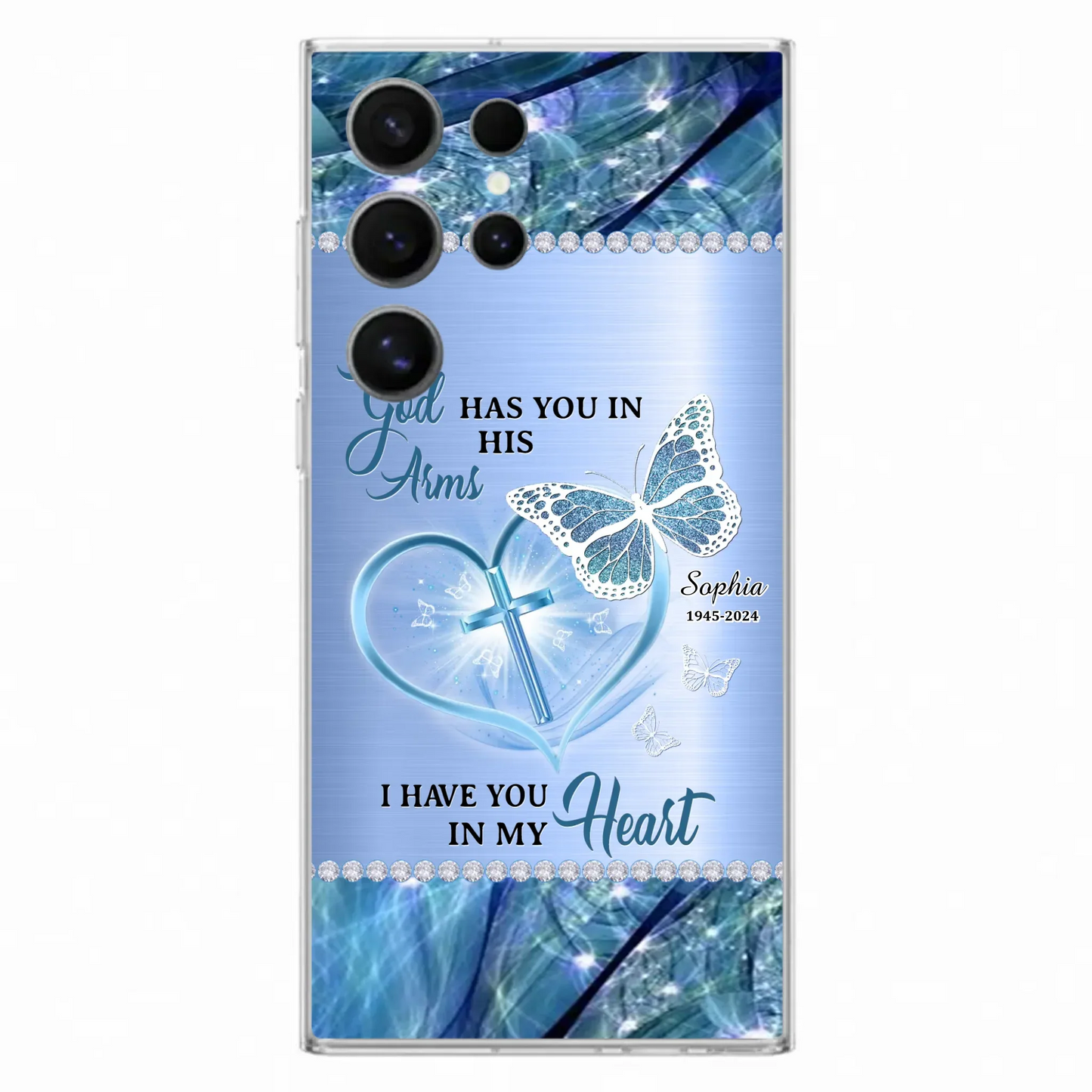 Custom Personalized Memorial Phone Case - Memorial Gift Idea For Family Member - God Has You In His Arms I Have You in My Heart - Case For iPhone/ Samsung