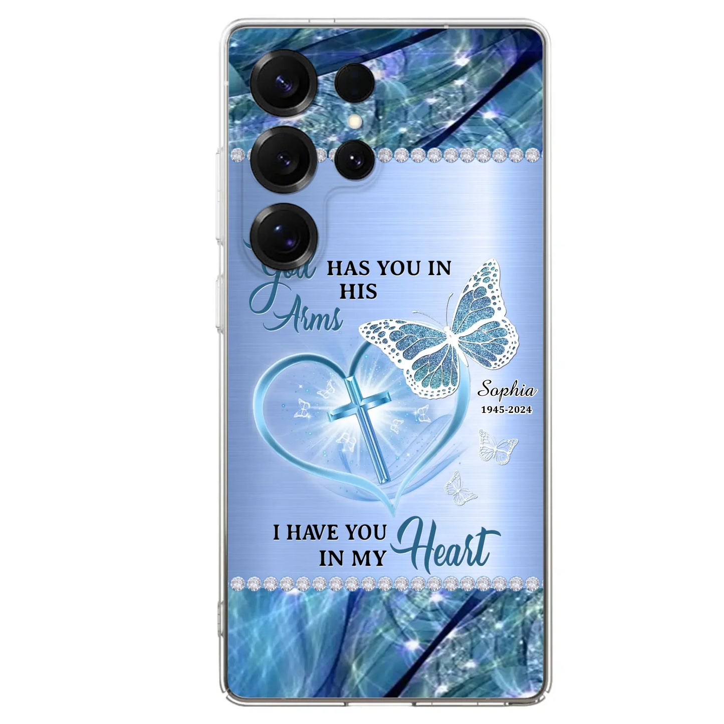 Custom Personalized Memorial Phone Case - Memorial Gift Idea For Family Member - God Has You In His Arms I Have You in My Heart - Case For iPhone/ Samsung