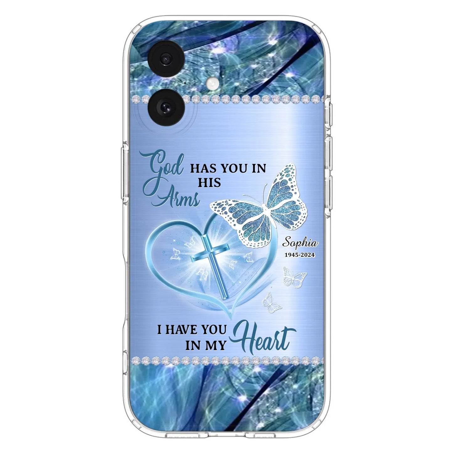 Custom Personalized Memorial Phone Case - Memorial Gift Idea For Family Member - God Has You In His Arms I Have You in My Heart - Case For iPhone/ Samsung