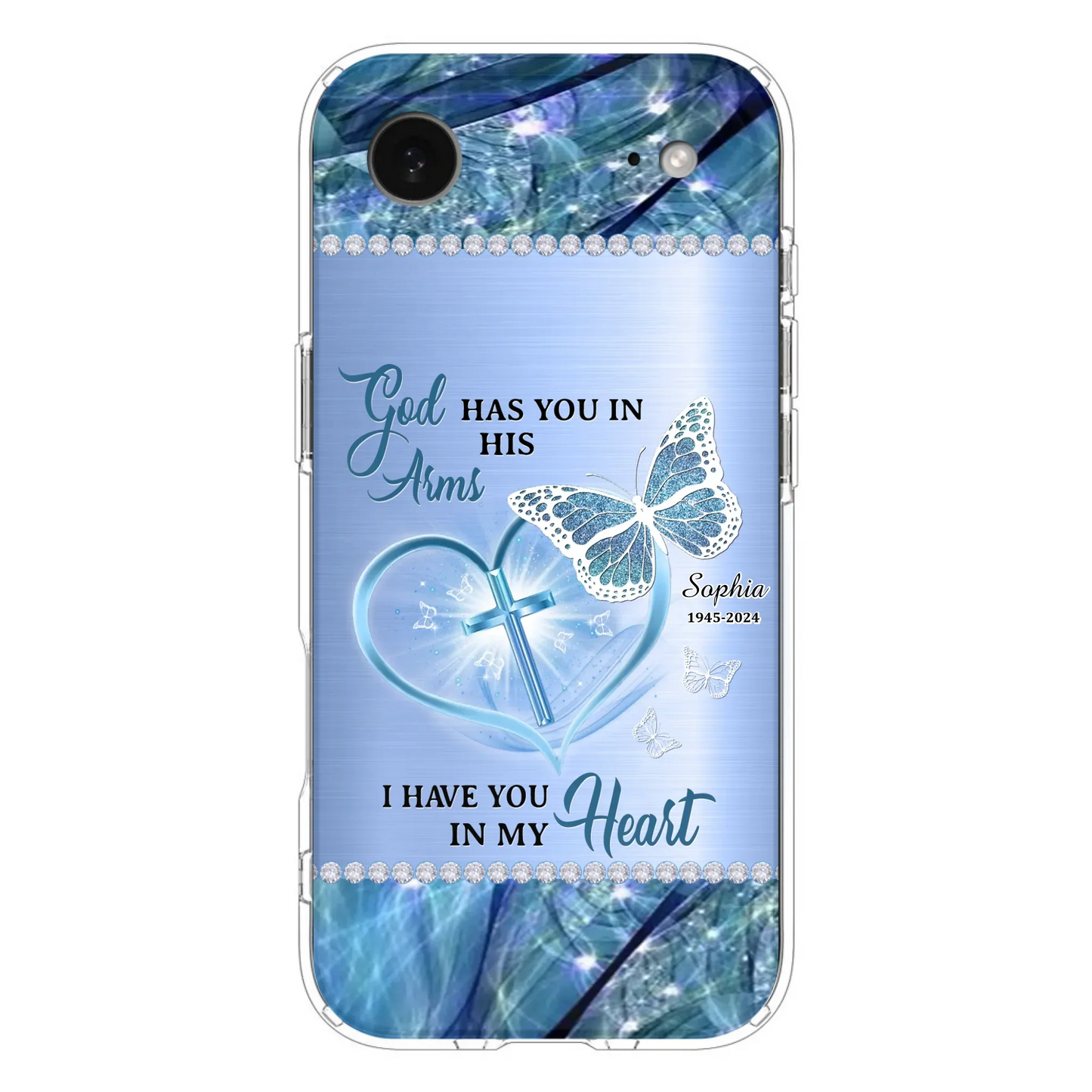 Custom Personalized Memorial Phone Case - Memorial Gift Idea For Family Member - God Has You In His Arms I Have You in My Heart - Case For iPhone/ Samsung