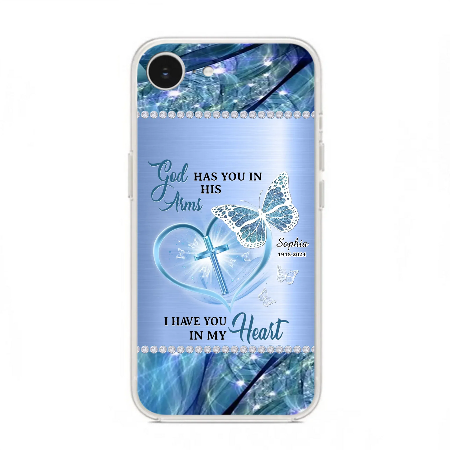 Custom Personalized Memorial Phone Case - Memorial Gift Idea For Family Member - God Has You In His Arms I Have You in My Heart - Case For iPhone/ Samsung