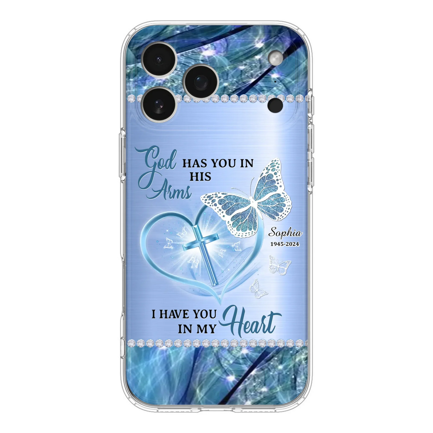 Custom Personalized Memorial Phone Case - Memorial Gift Idea For Family Member - God Has You In His Arms I Have You in My Heart - Case For iPhone/ Samsung