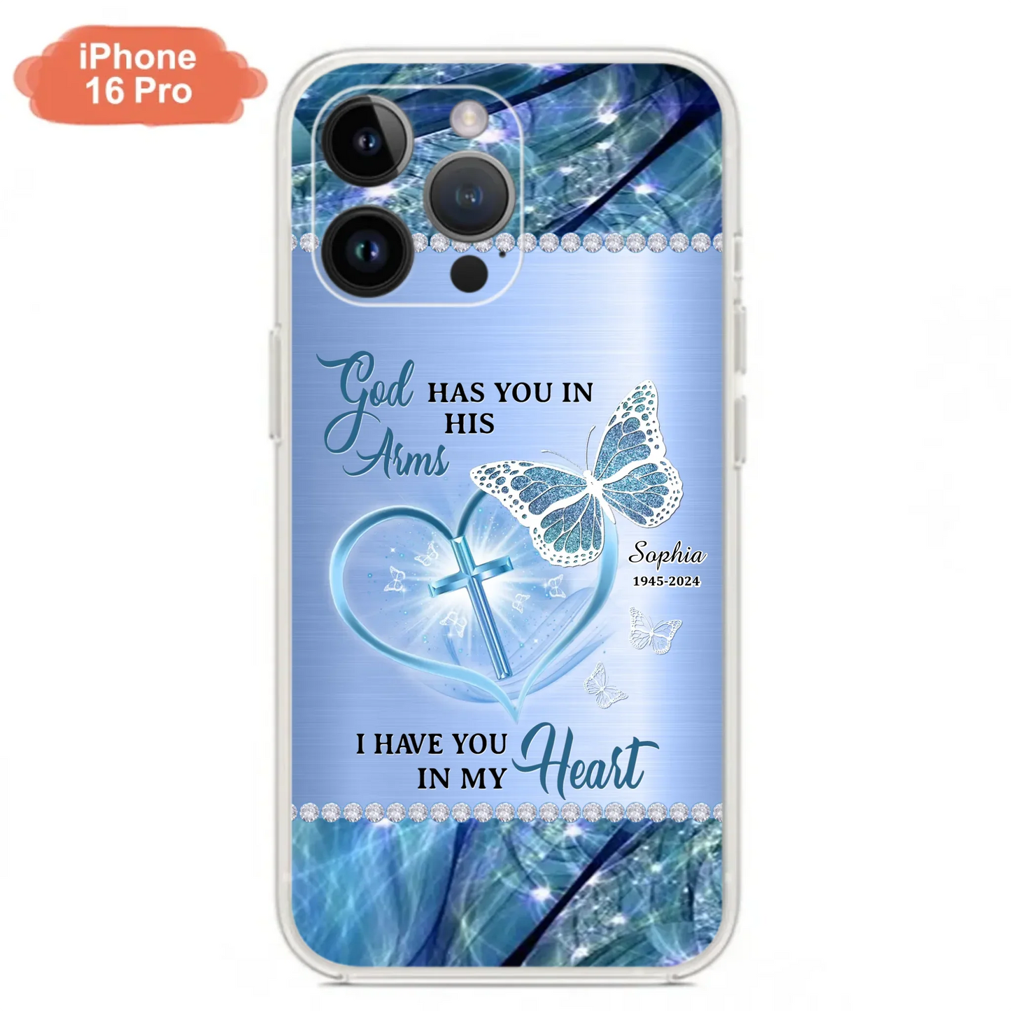 Custom Personalized Memorial Phone Case - Memorial Gift Idea For Family Member - God Has You In His Arms I Have You in My Heart - Case For iPhone/ Samsung