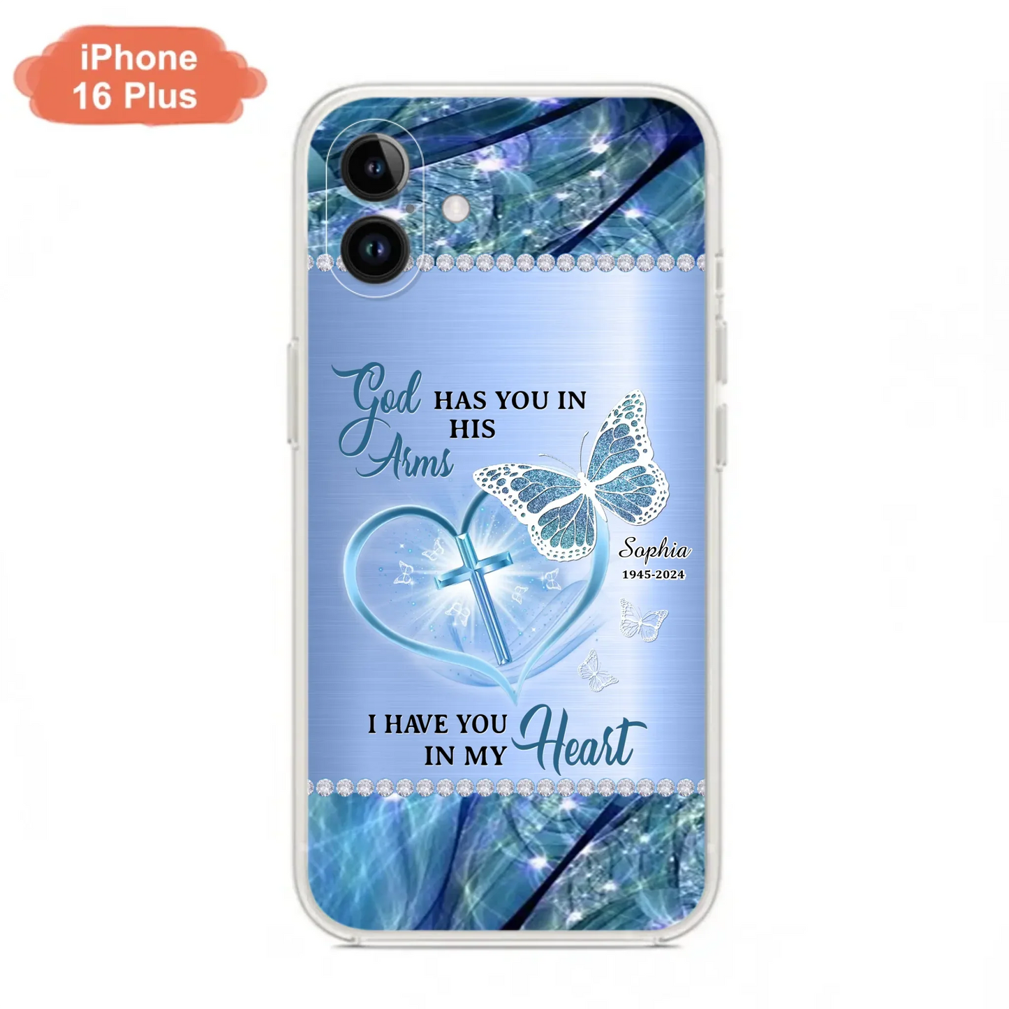 Custom Personalized Memorial Phone Case - Memorial Gift Idea For Family Member - God Has You In His Arms I Have You in My Heart - Case For iPhone/ Samsung