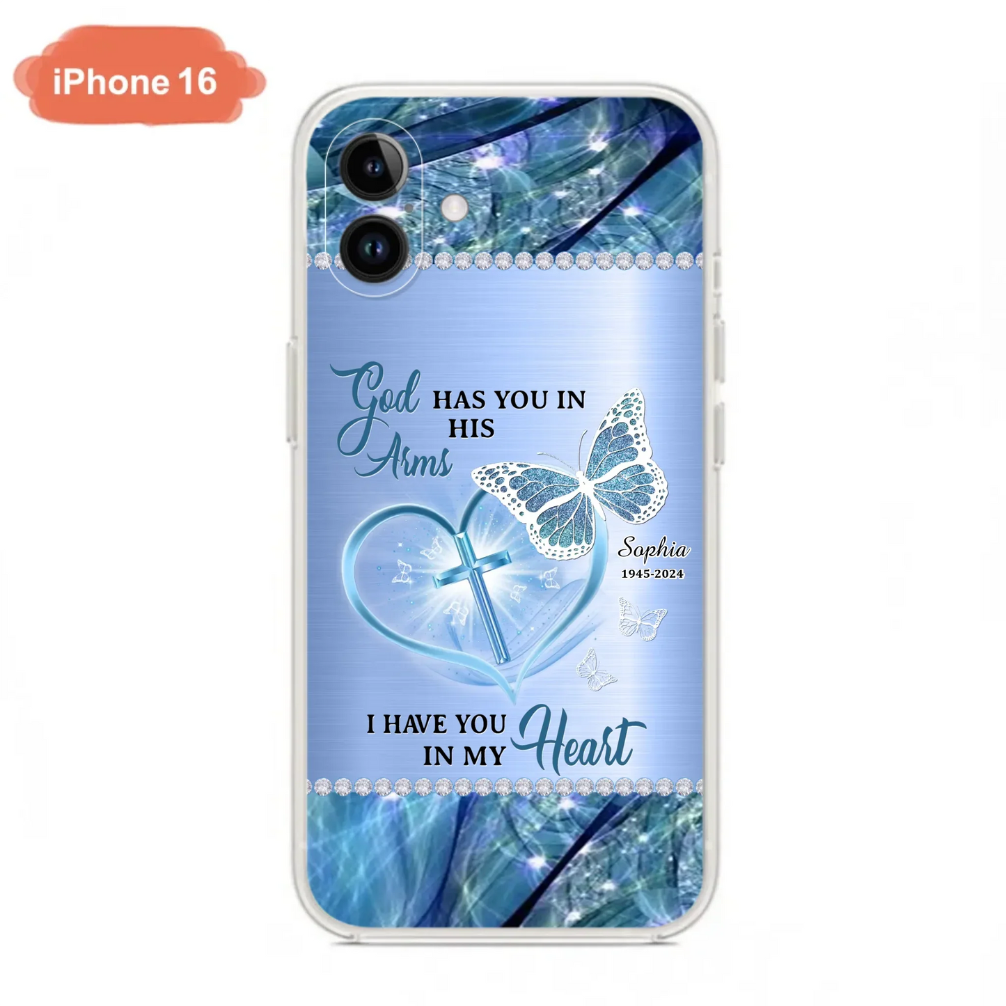 Custom Personalized Memorial Phone Case - Memorial Gift Idea For Family Member - God Has You In His Arms I Have You in My Heart - Case For iPhone/ Samsung