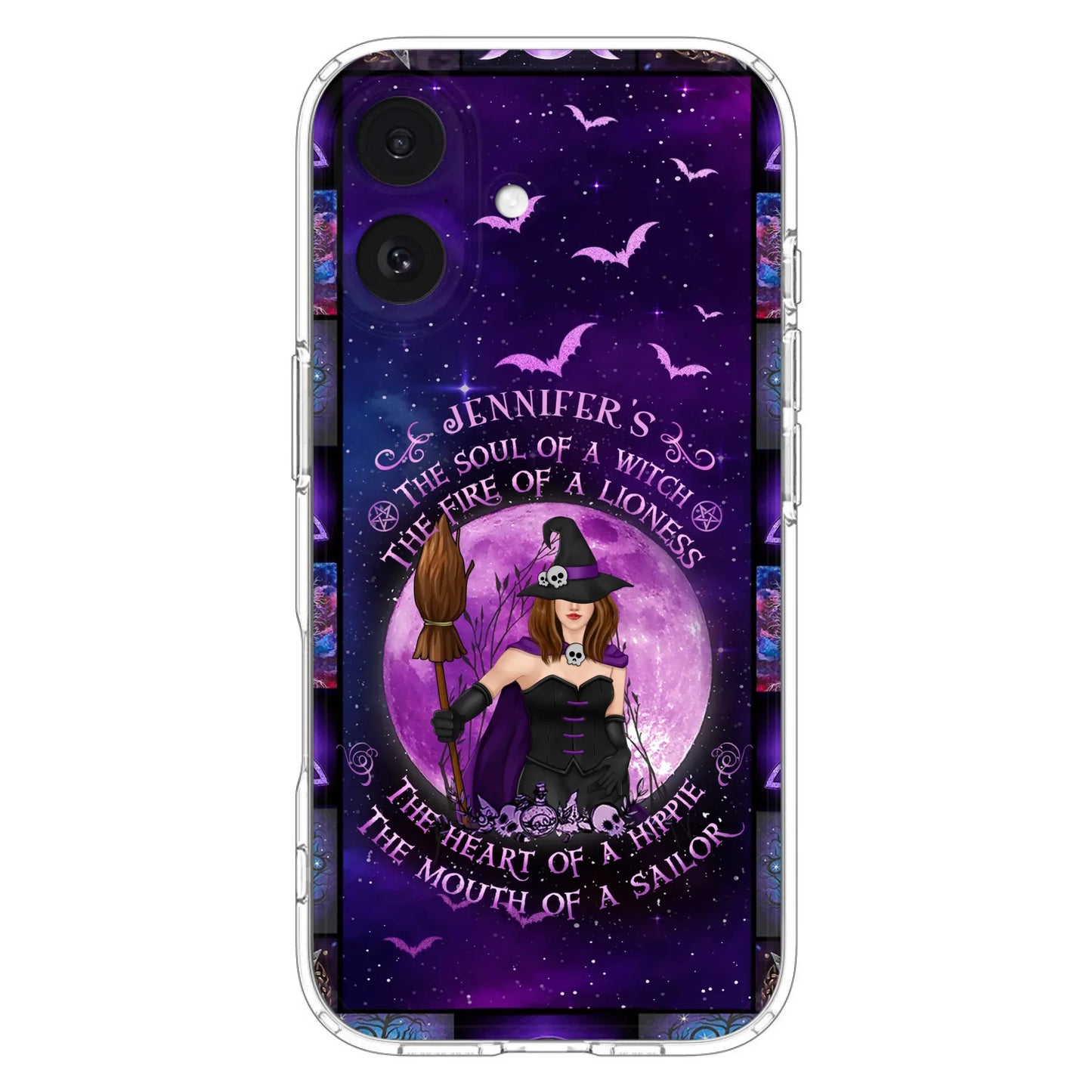 Custom Personalized Witch Purple Phone Case - Halloween Gift Idea - The Soul Of A Witch The Fire Of A Lioness - Case for iPhone/ Samsung