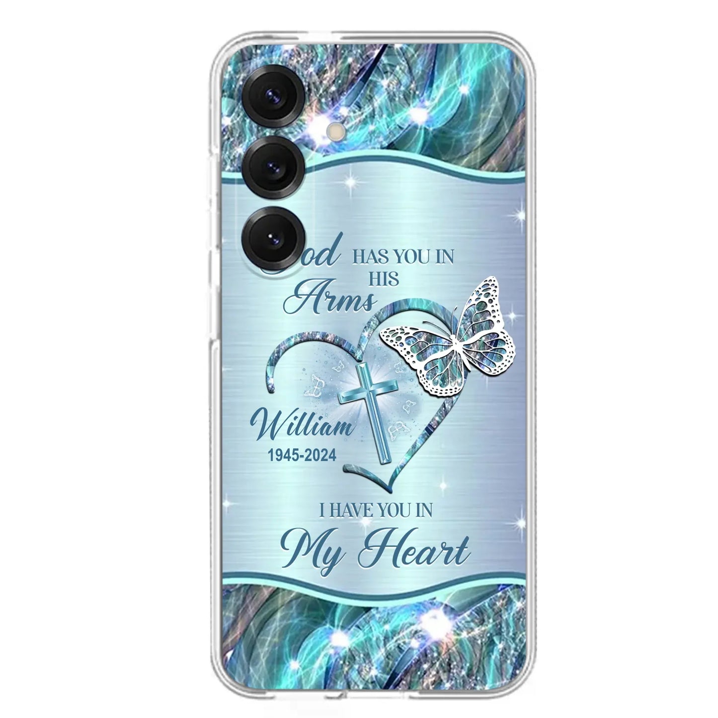 Custom Personalized Memorial Phone Case - Memorial Gift For Family Member - God Has You In His Arms I Have You In My Heart - Case For iPhone/ Samsung