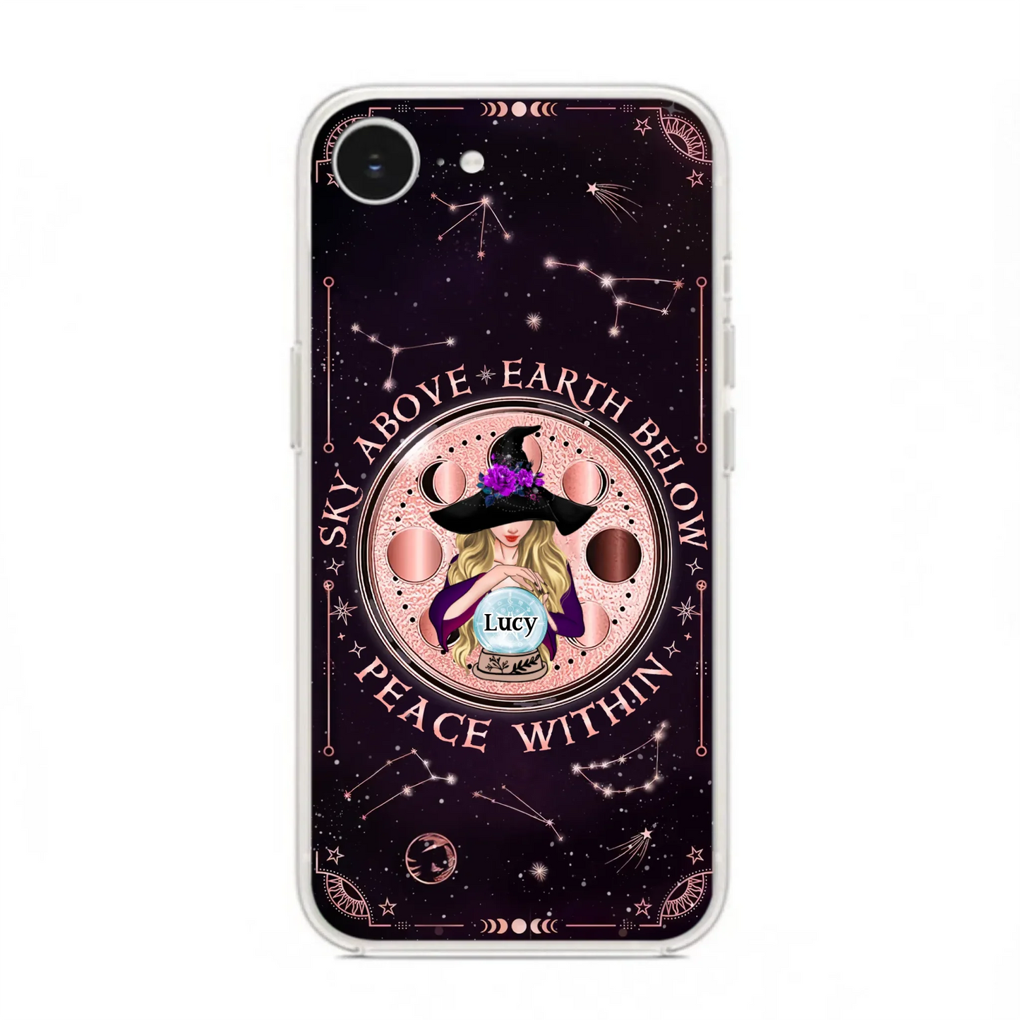 Custom Personalized Witch Phone Case - Gift Idea For Witch Lover - Sky Above Earth Below Peace Within - Case for iPhone/ Samsung