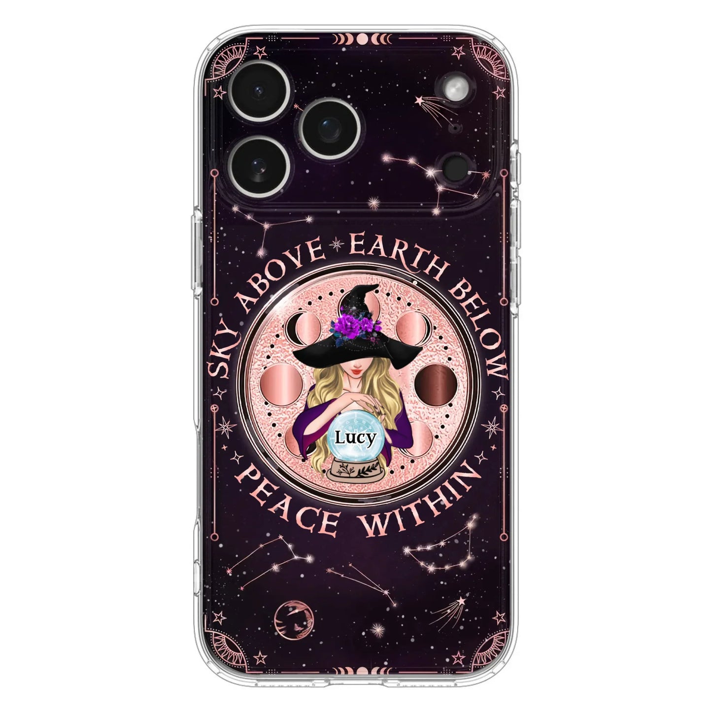 Custom Personalized Witch Phone Case - Gift Idea For Witch Lover - Sky Above Earth Below Peace Within - Case for iPhone/ Samsung