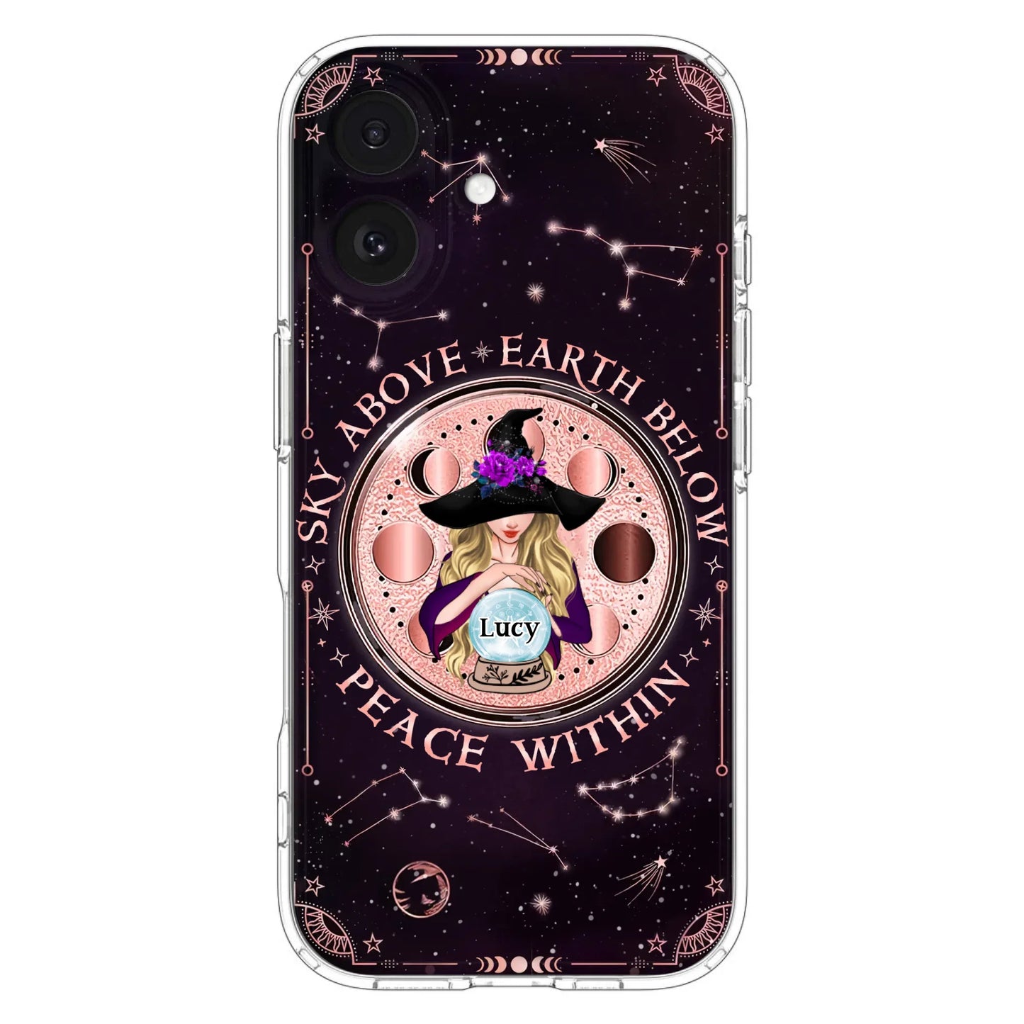 Custom Personalized Witch Phone Case - Gift Idea For Witch Lover - Sky Above Earth Below Peace Within - Case for iPhone/ Samsung