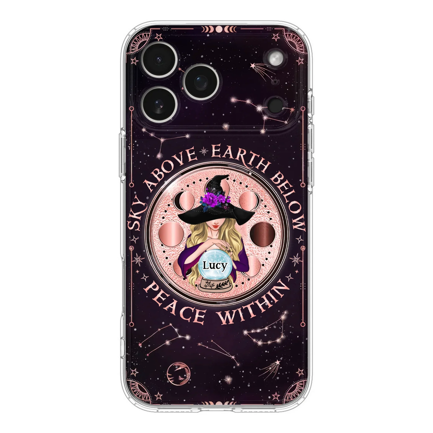 Custom Personalized Witch Phone Case - Gift Idea For Witch Lover - Sky Above Earth Below Peace Within - Case for iPhone/ Samsung