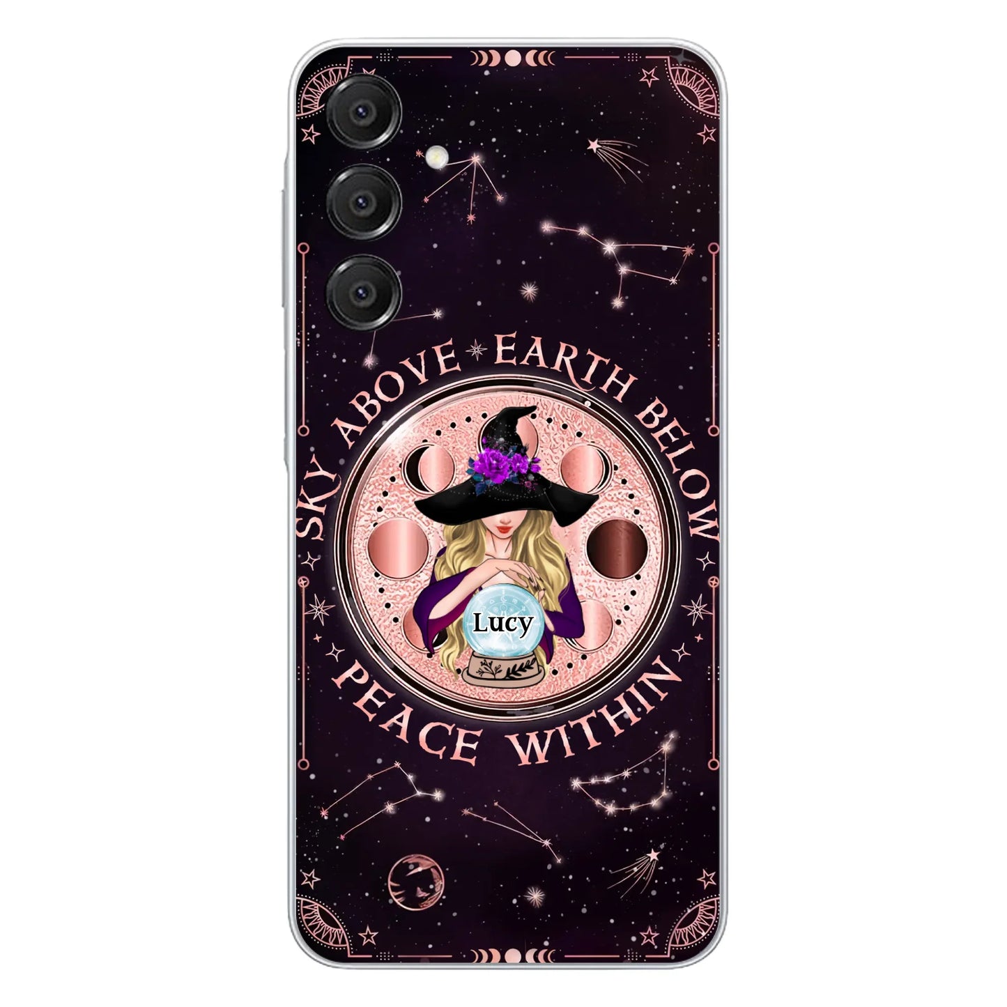 Custom Personalized Witch Phone Case - Gift Idea For Witch Lover - Sky Above Earth Below Peace Within - Case for iPhone/ Samsung