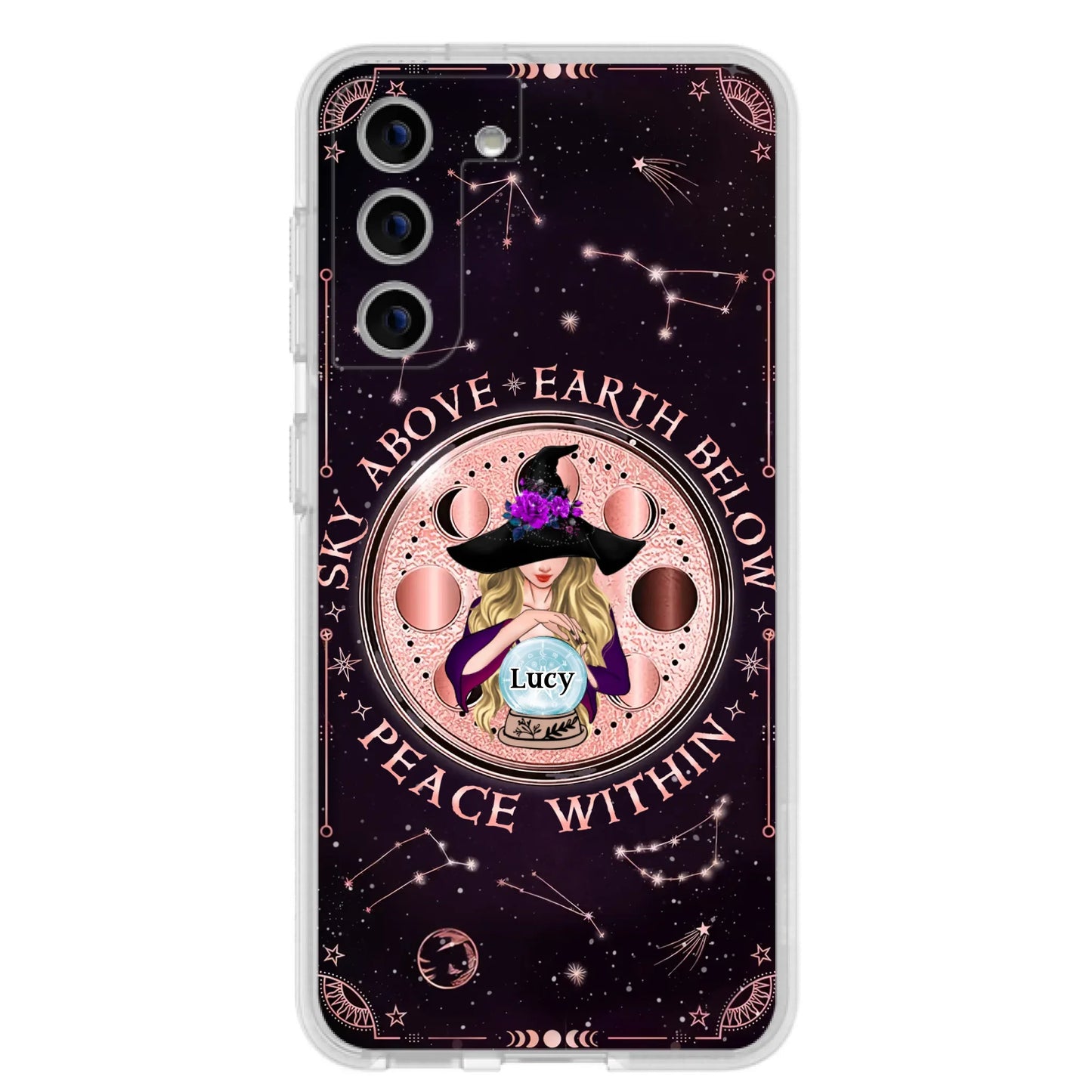 Custom Personalized Witch Phone Case - Gift Idea For Witch Lover - Sky Above Earth Below Peace Within - Case for iPhone/ Samsung