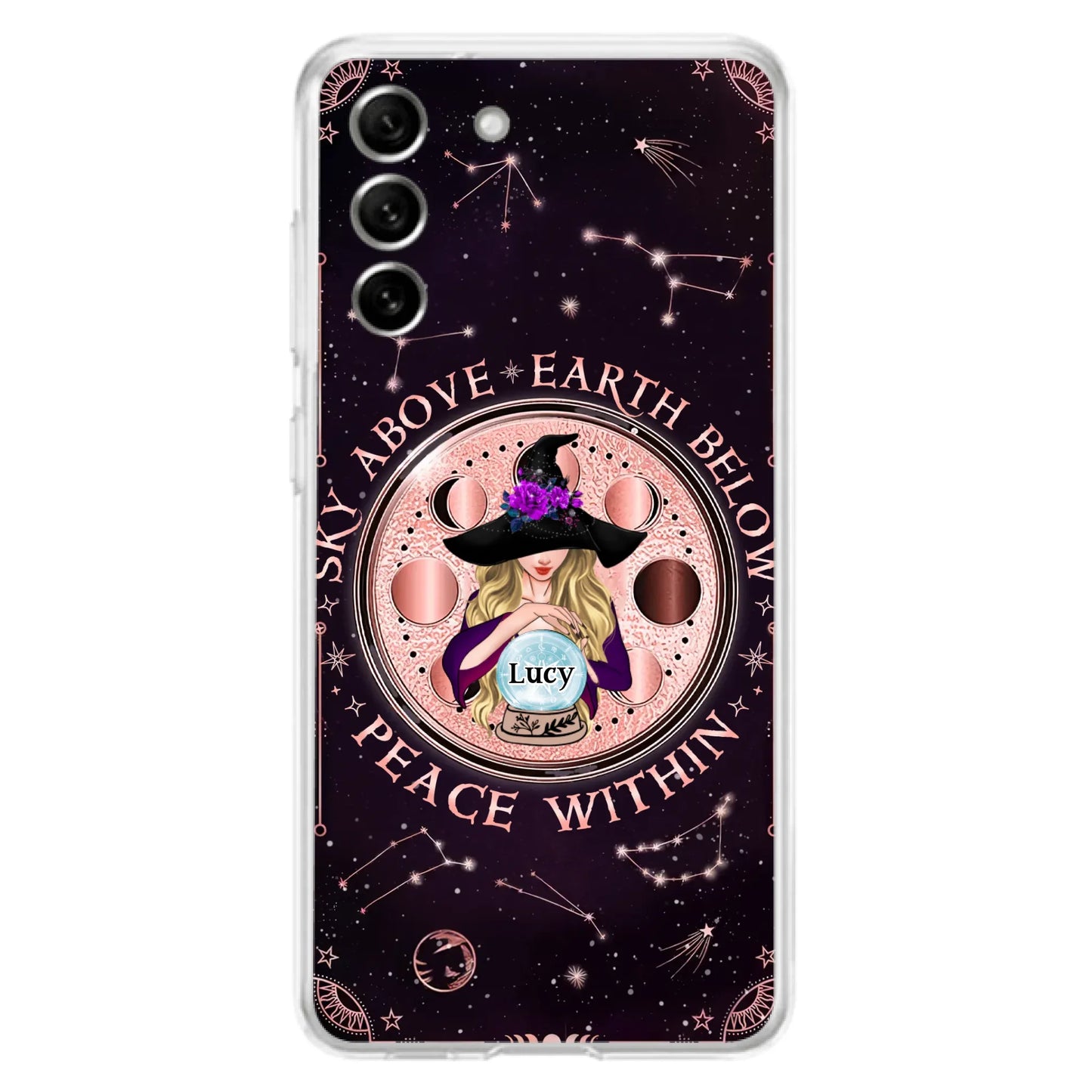 Custom Personalized Witch Phone Case - Gift Idea For Witch Lover - Sky Above Earth Below Peace Within - Case for iPhone/ Samsung