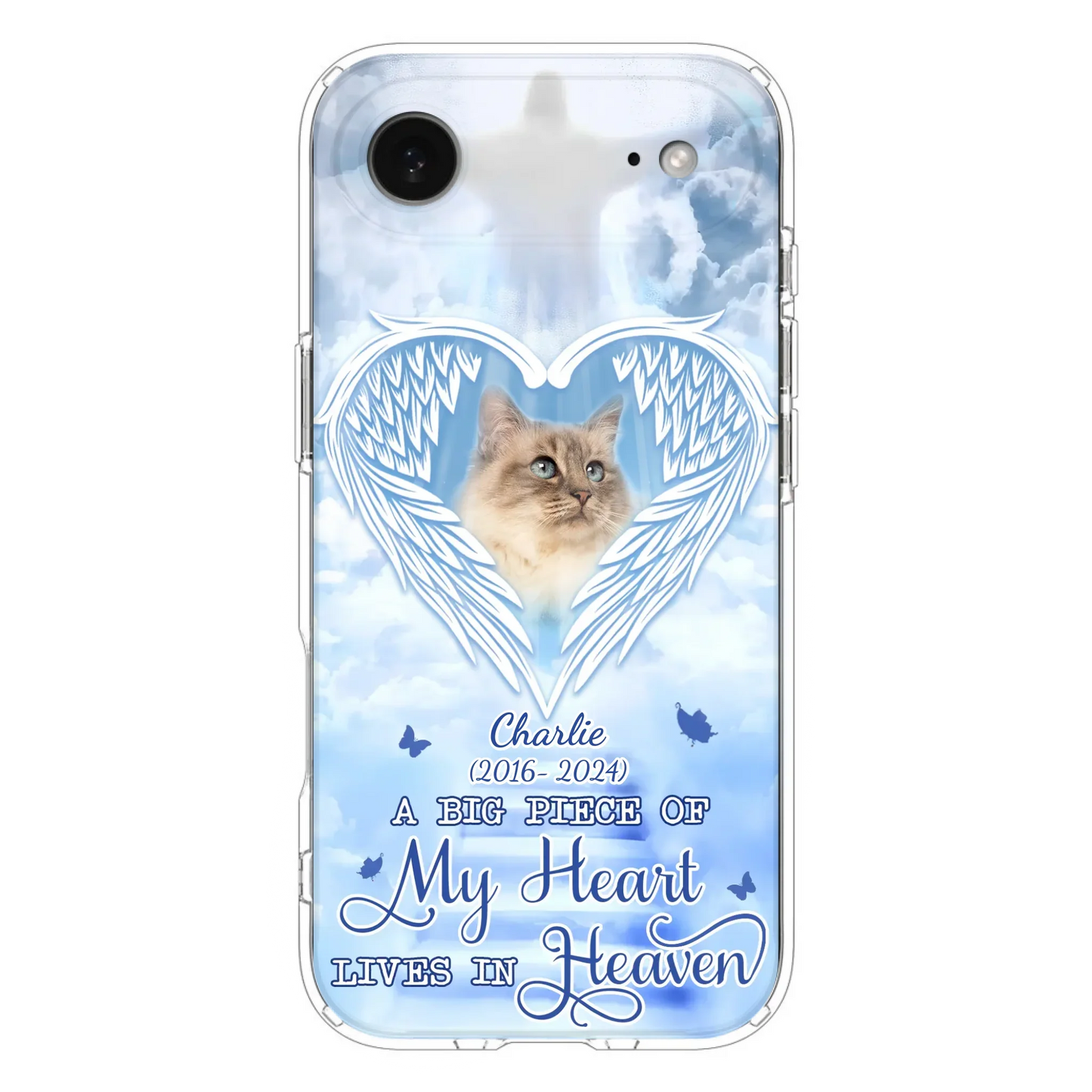 Custom Personalized Memorial Pet Phone Case - Upload Photo - Memorial Gift Idea For Pet Owner - A Big Piece Of My Heart Lives In Heaven - Case For iPhone/ Samsung