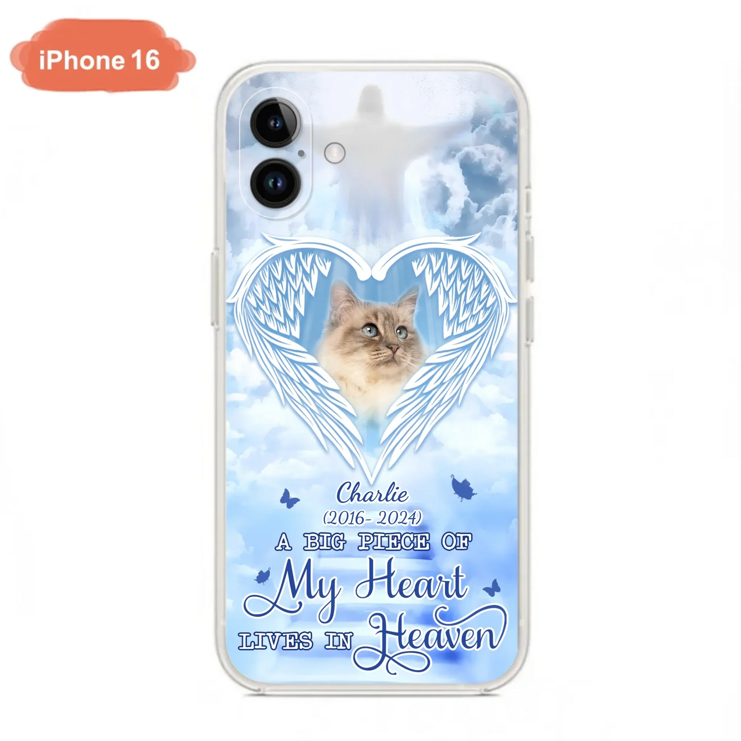 Custom Personalized Memorial Pet Phone Case - Upload Photo - Memorial Gift Idea For Pet Owner - A Big Piece Of My Heart Lives In Heaven - Case For iPhone/ Samsung