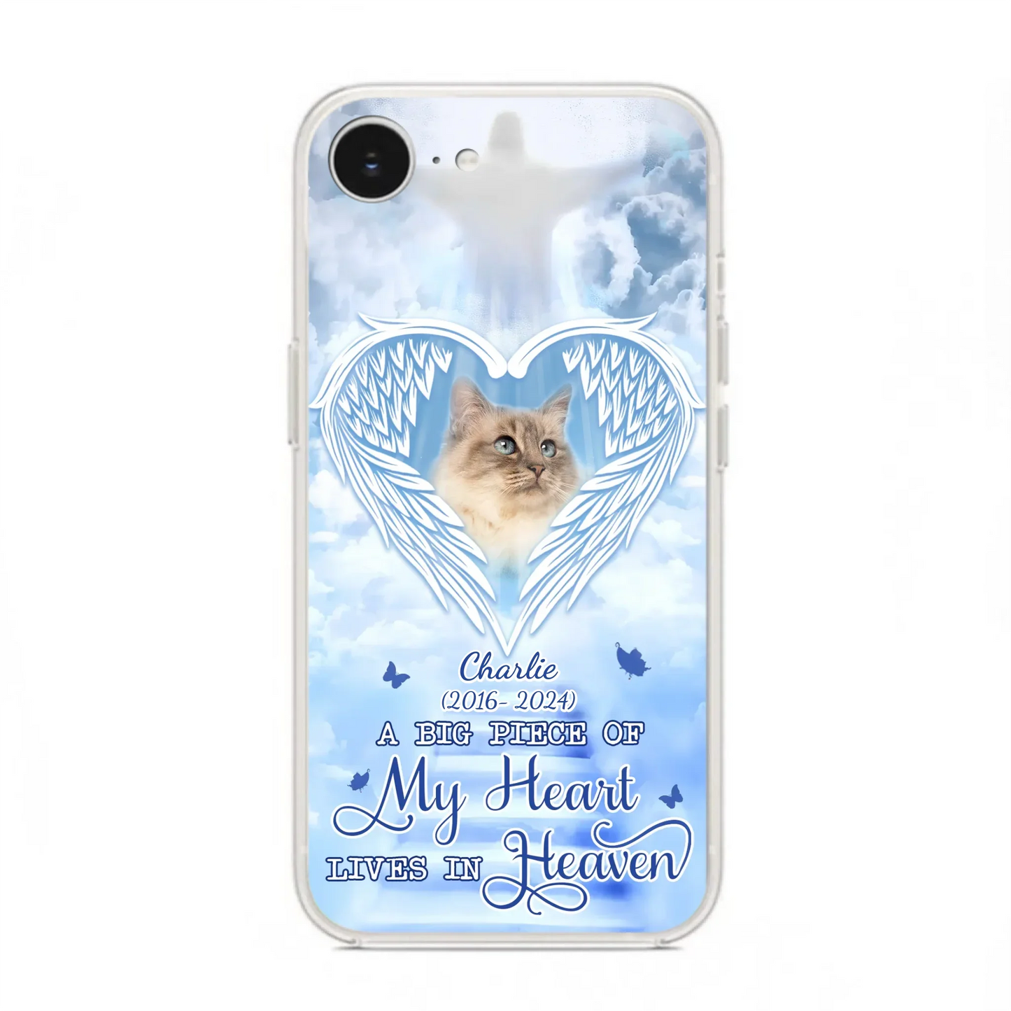 Custom Personalized Memorial Pet Phone Case - Upload Photo - Memorial Gift Idea For Pet Owner - A Big Piece Of My Heart Lives In Heaven - Case For iPhone/ Samsung