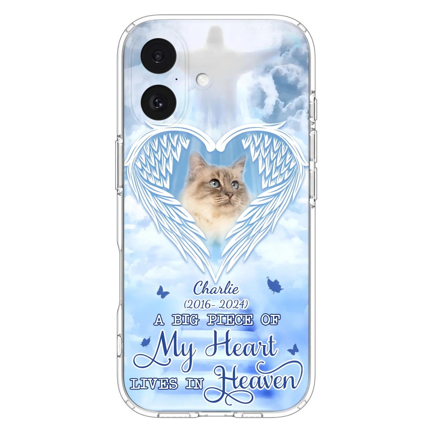 Custom Personalized Memorial Pet Phone Case - Upload Photo - Memorial Gift Idea For Pet Owner - A Big Piece Of My Heart Lives In Heaven - Case For iPhone/ Samsung
